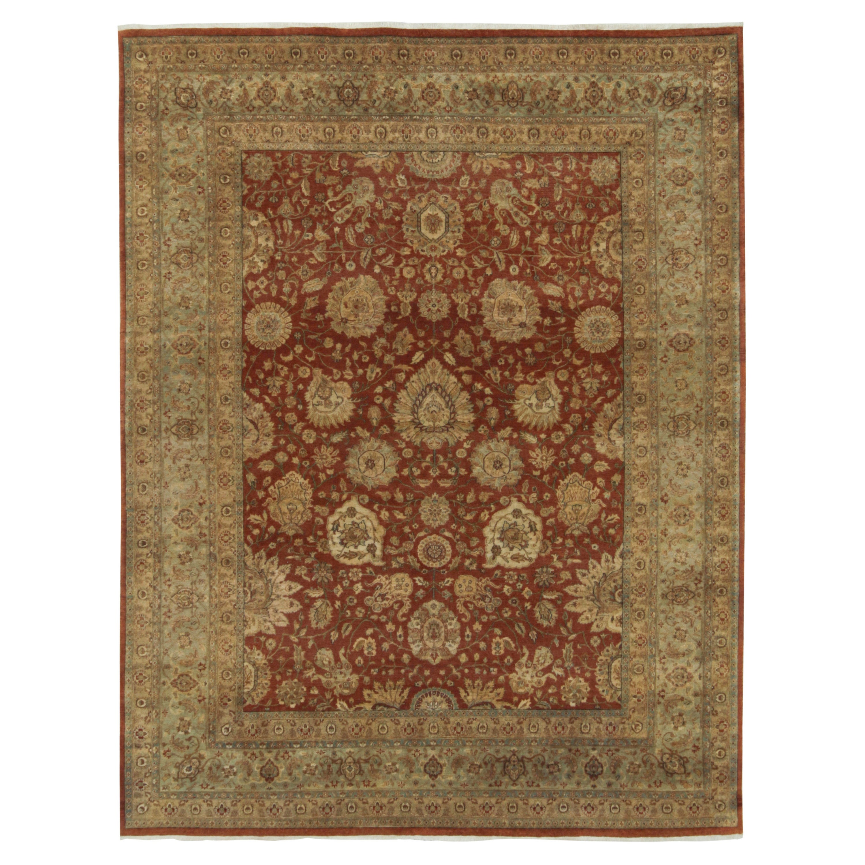 Rug & Kilim’s Persian Tabriz Style Rug in Red with Gold and Beige Floral Pattern