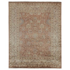 Rug & Kilim's Persian Tabriz Style Rust, Brown and Blue Floral Pattern (Tapis persan de style Tabriz)