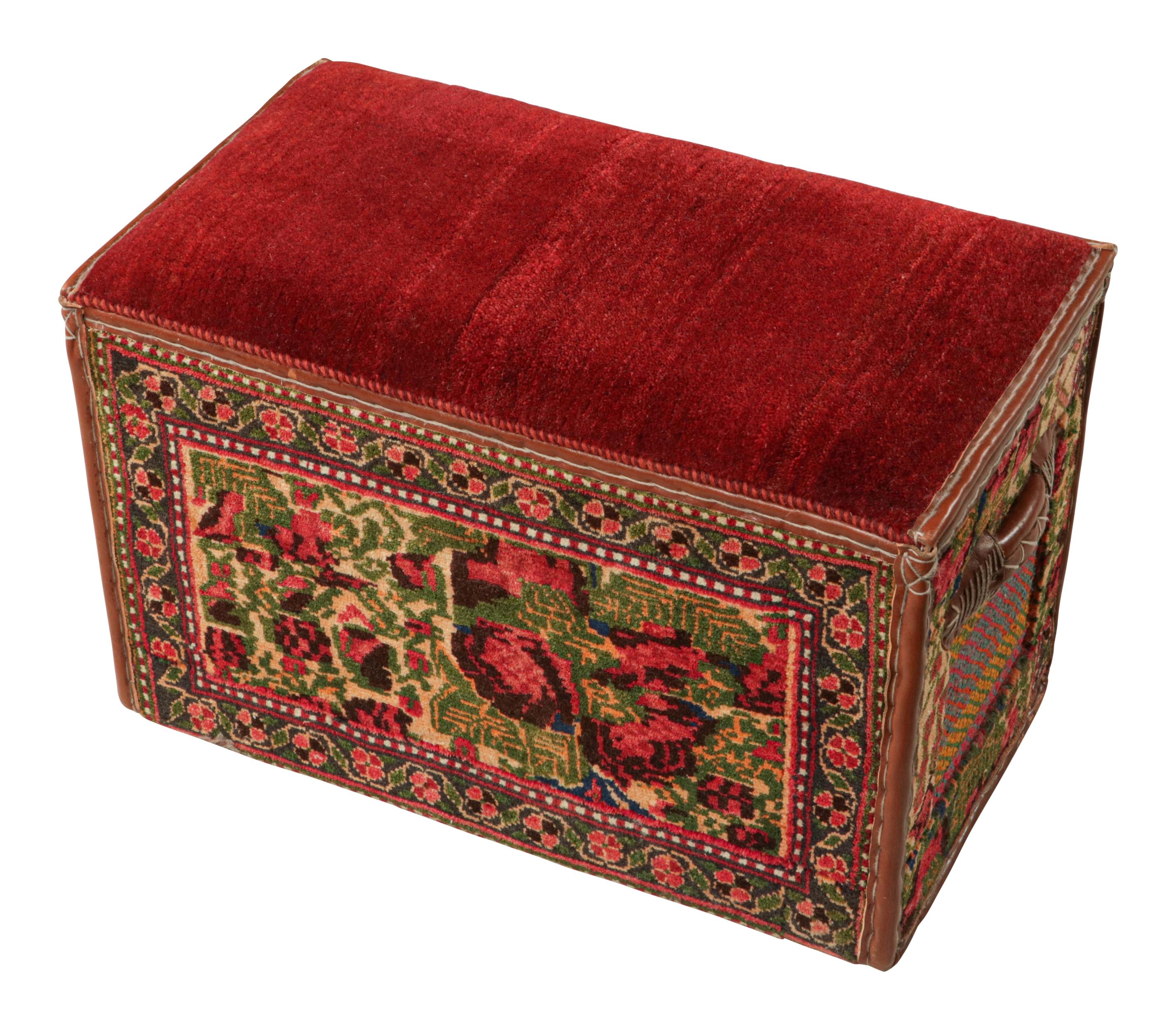 Hand-Knotted Rug & Kilim’s Persian Tribal Storage Chest with Colorful Geometric Patterns For Sale