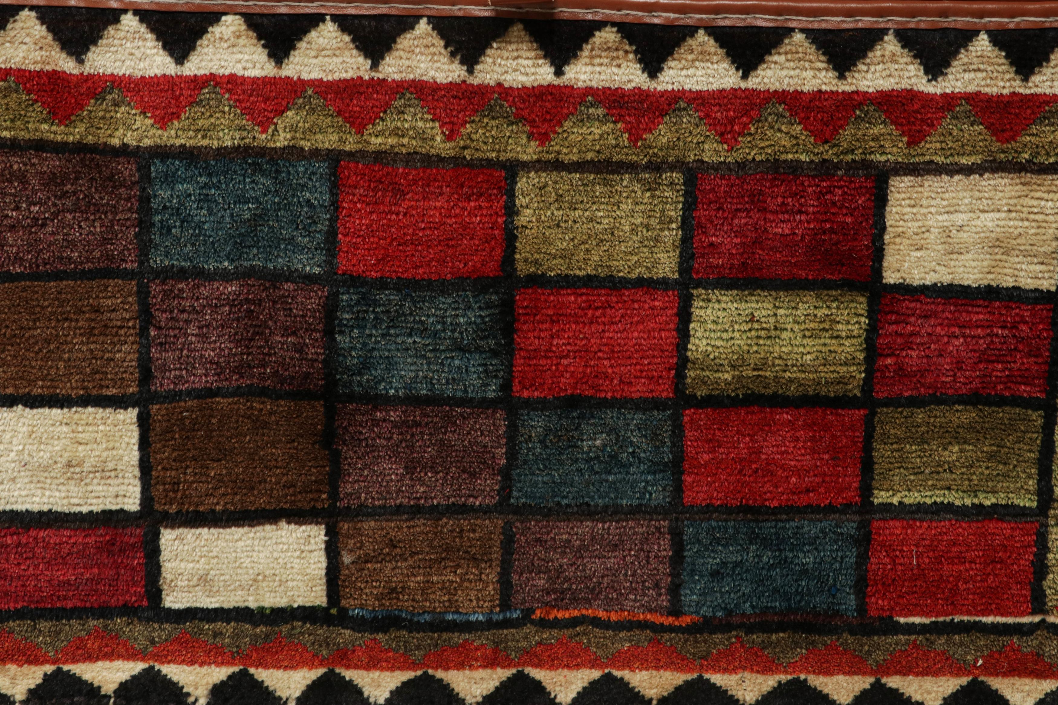 Hand-Knotted Rug & Kilim’s Persian Tribal Storage Chest with Colorful Geometric Patterns For Sale