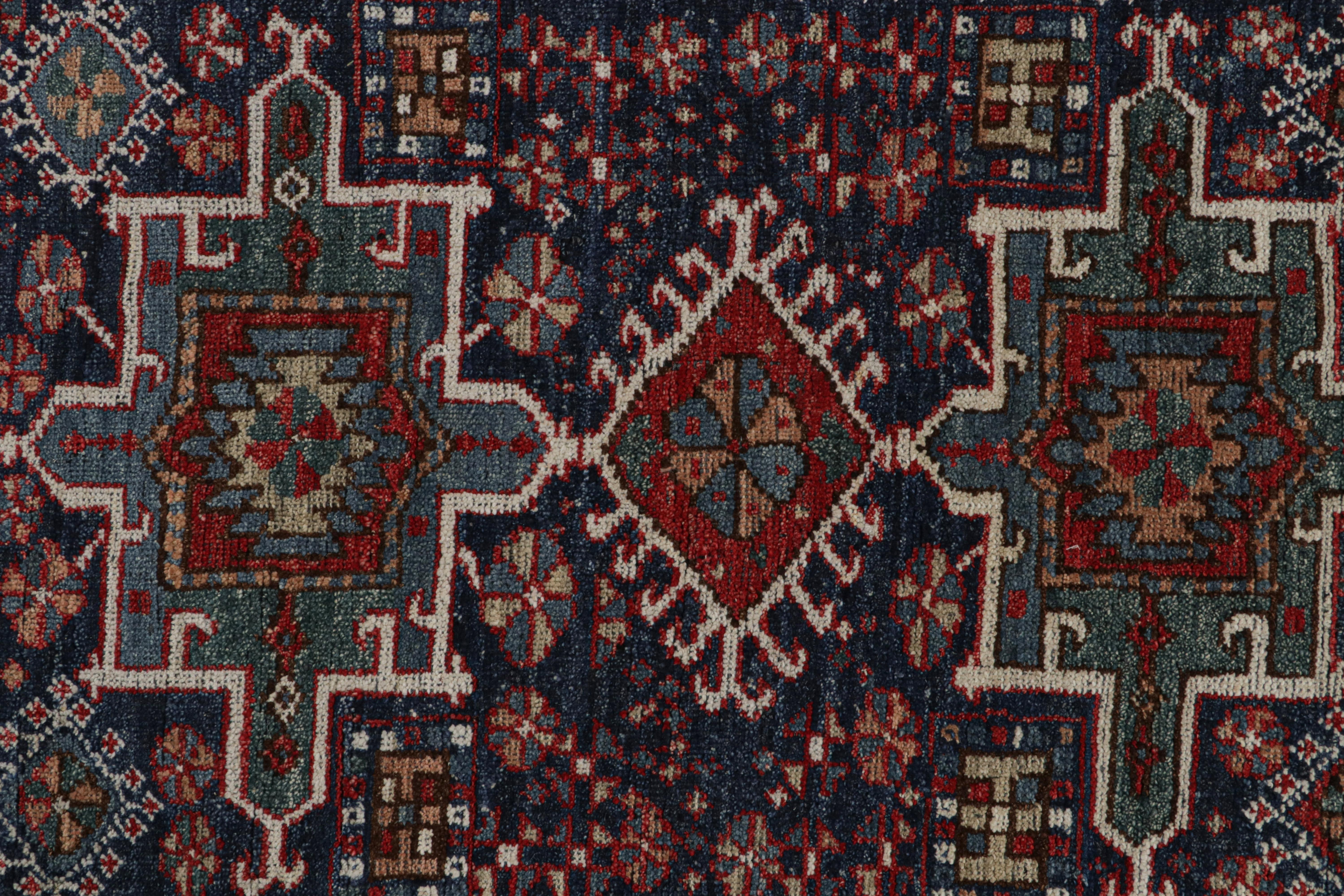 Contemporary Rug & Kilim’s Persian Tribal Style rug in Red & Blue Patterns For Sale