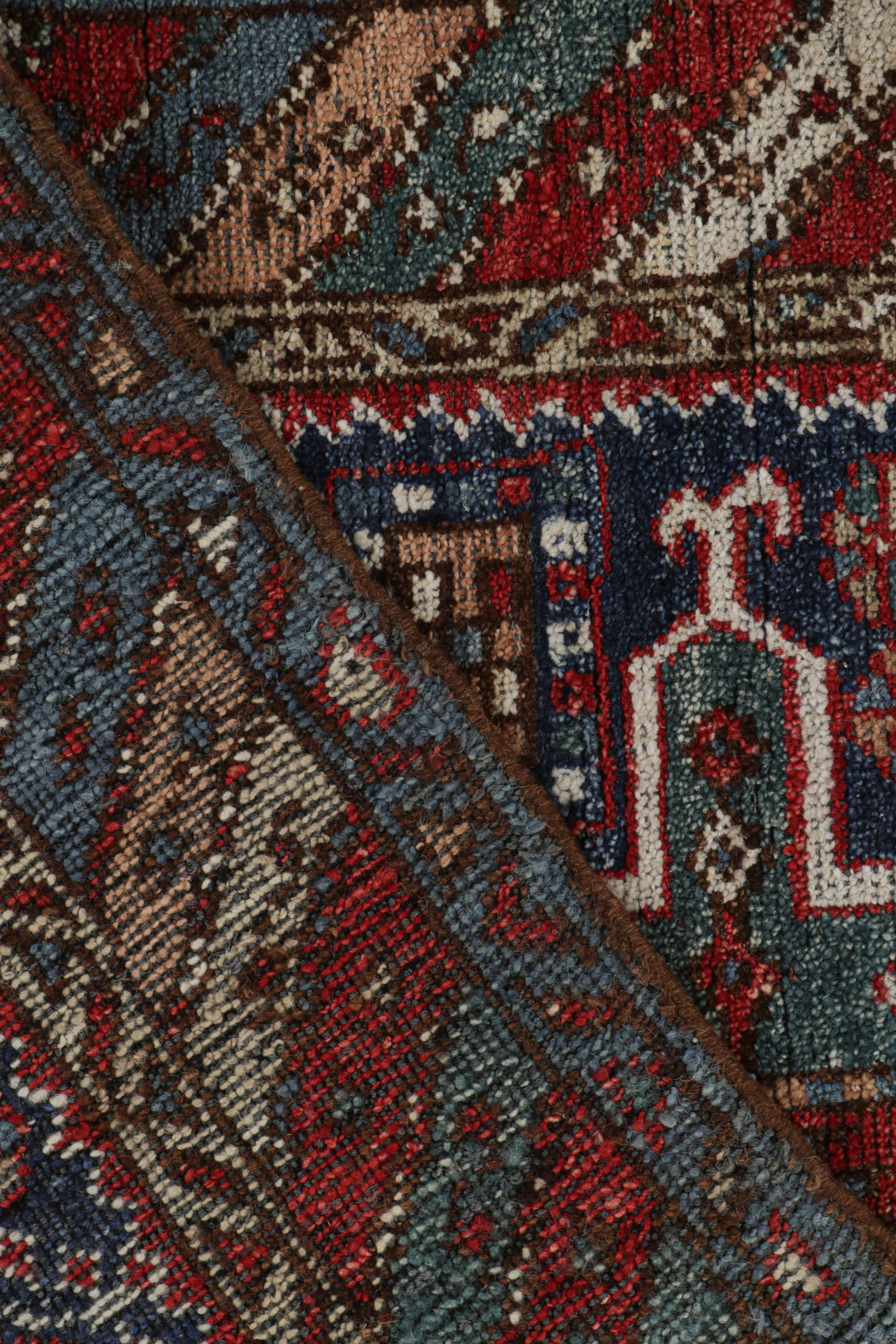 Wool Rug & Kilim’s Persian Tribal Style rug in Red & Blue Patterns For Sale
