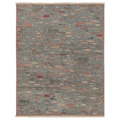 Rug & Kilim's Kunstteppich in Blau mit Fischillustrationen