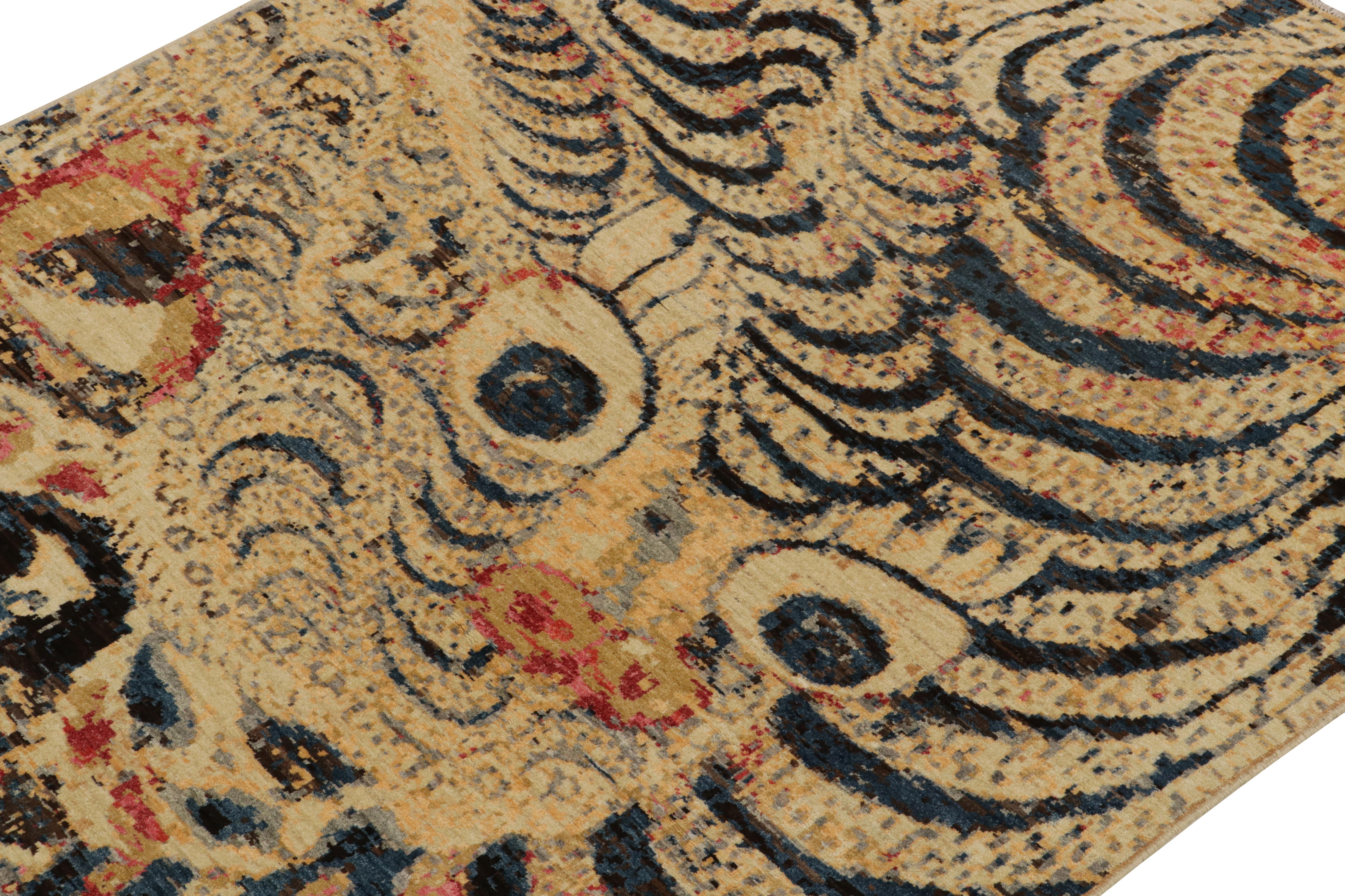 Teppich &amp;amp; Kilims Bildtiger Tigerteppich in Beige-Braun mit Blau und Rot (Afghanisch) im Angebot