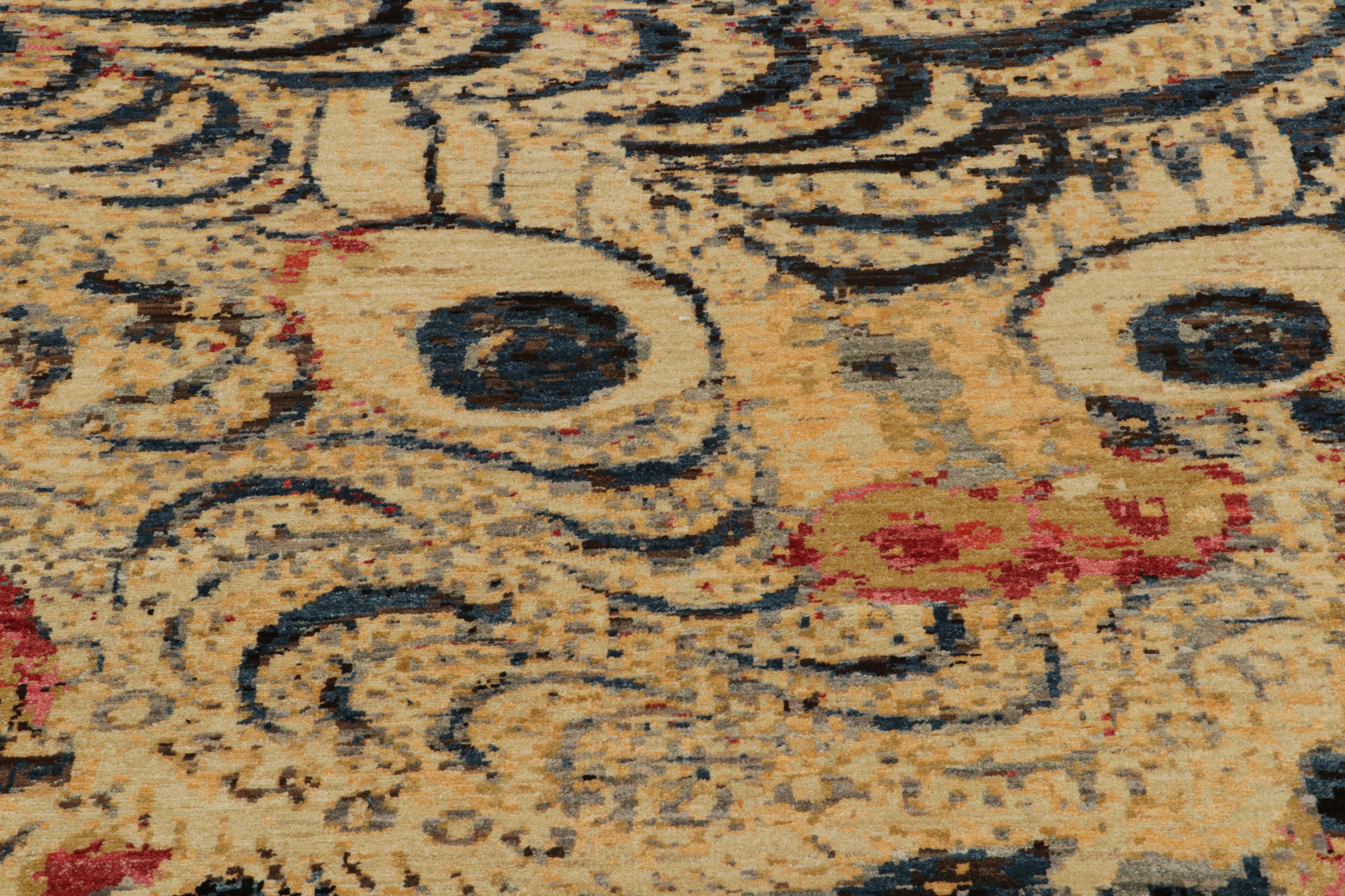 Teppich &amp;amp; Kilims Bildtiger Tigerteppich in Beige-Braun mit Blau und Rot (Handgeknüpft) im Angebot
