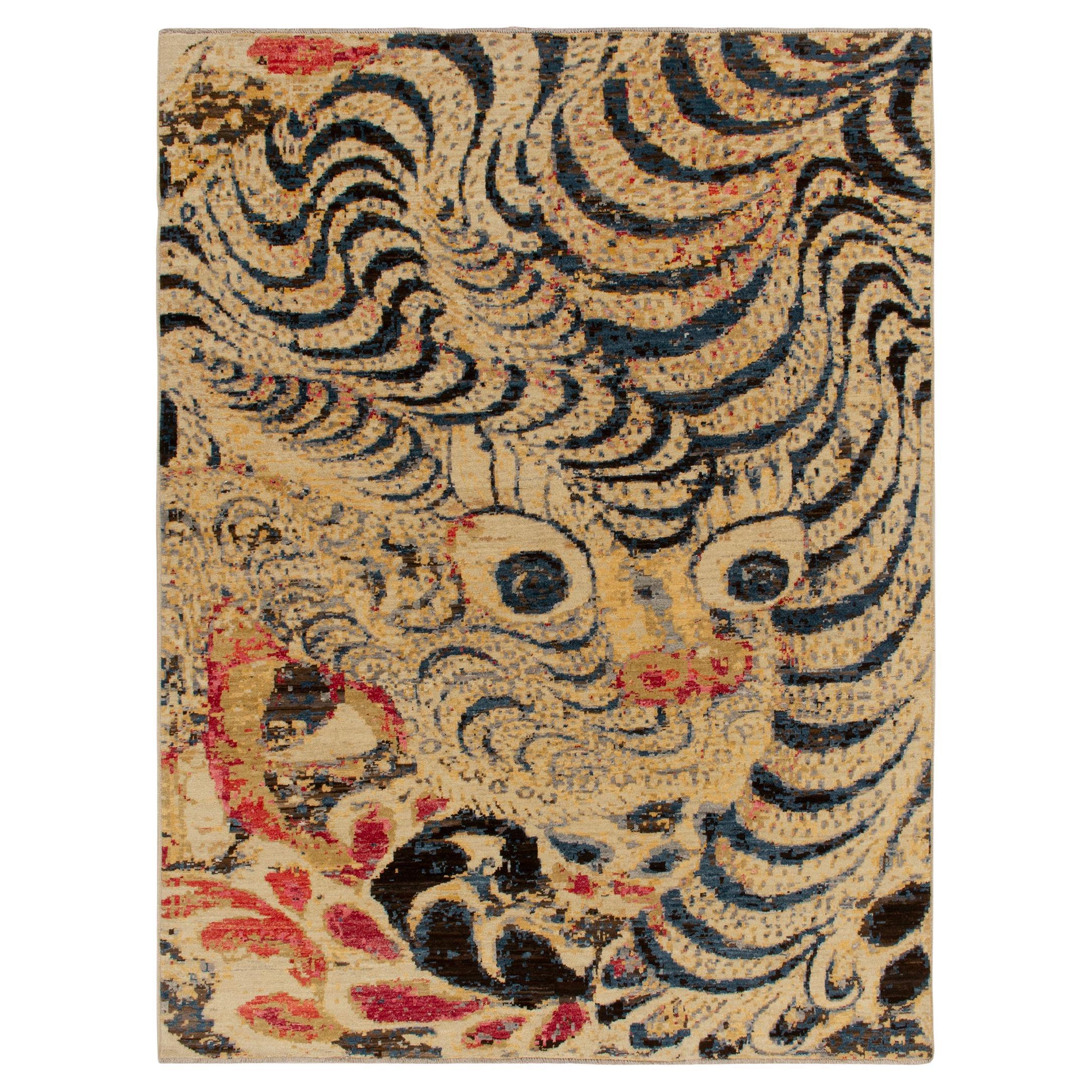 Teppich &amp;amp;amp; Kilims Bildtiger Tigerteppich in Beige-Braun mit Blau und Rot im Angebot