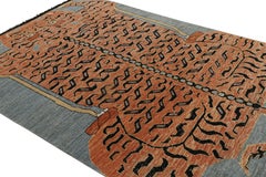Rug & Kilim’s Pictorial Tiger-Skin Rug in Orange, Blue and Black