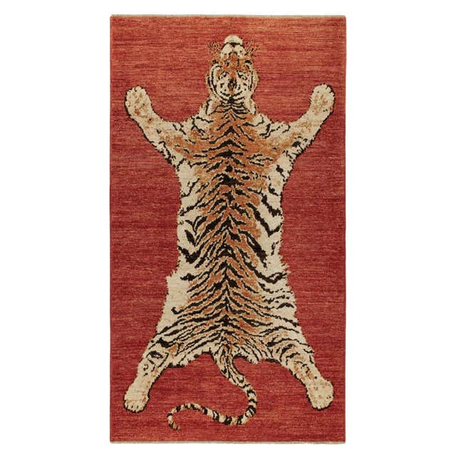Rug and Kilim’s Custom Tiger-Skin Runner with Orange and Brown ...