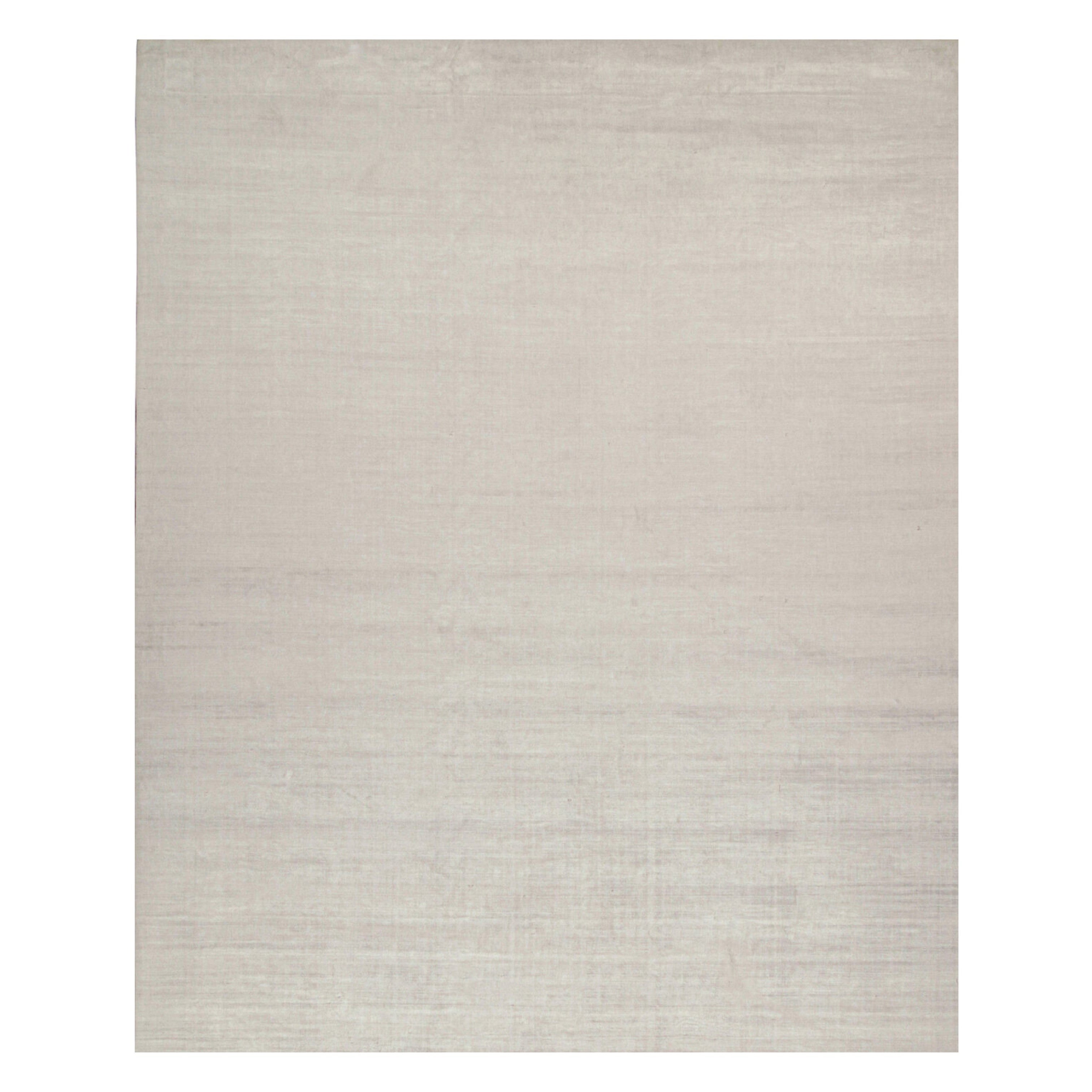 Rug & Kilims schlichter, moderner Teppich in massivem Silber und Off-White Ton-in-Ton