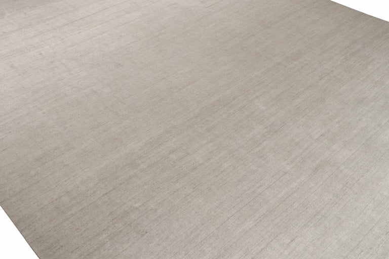 Rug and Kilim’s Plain Modern Rug in Solid Silver-Gray Tone-on-Tone For ...