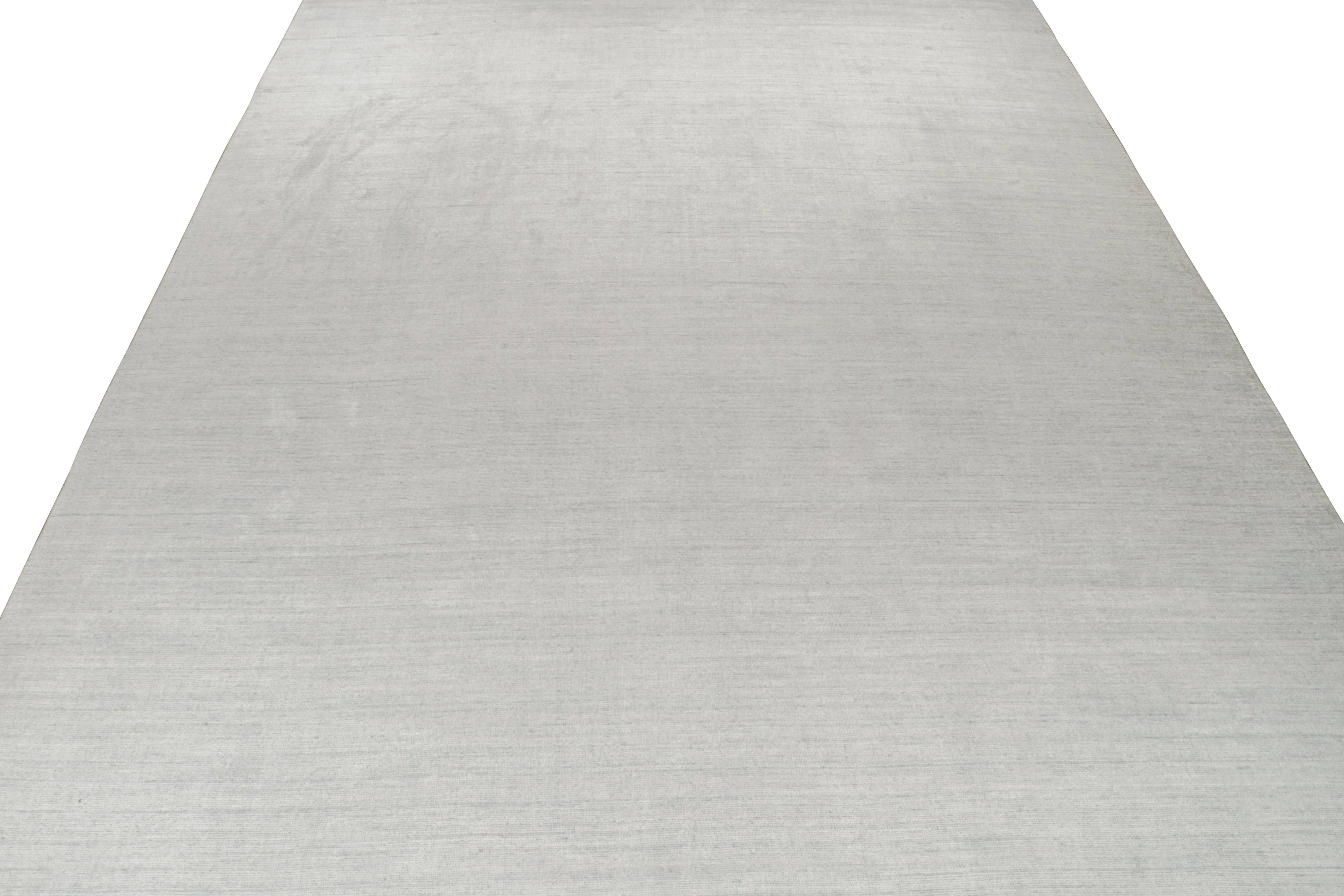 Contemporary Rug & Kilim’s Plain Modern Rug in Solid Silver-Gray Tone-on-Tone For Sale