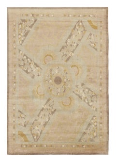 Rug & Kilim's Plush Art Deco Style Rug in Mohair with Floral Designs in Beige
