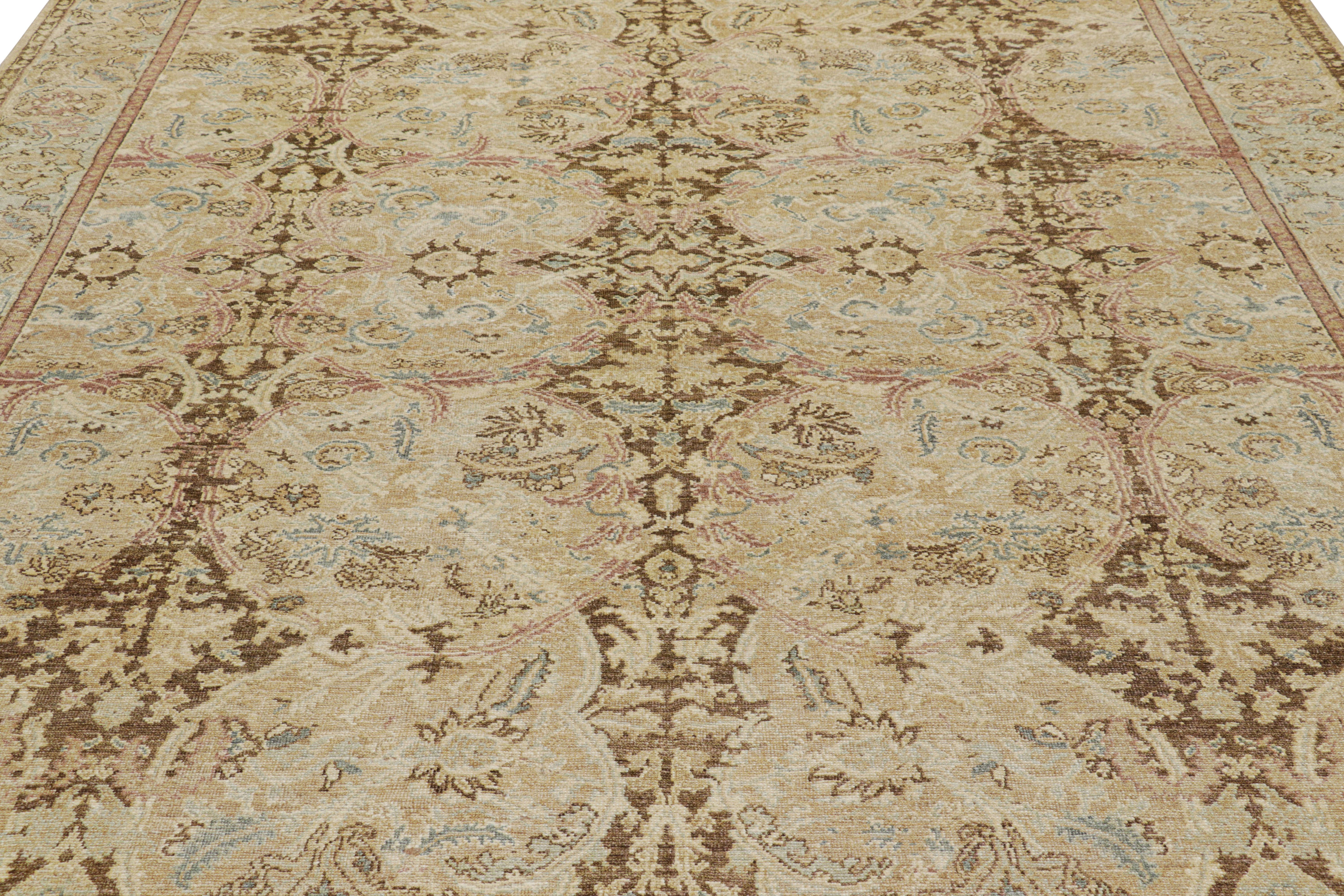 Hand-knotted in luxurious silk, this 9x12 rug marks the latest entry to Rug & Kilim’s celebrated Modern Classics collection and derives inspiration from antique Persian Polonaise rugs of the 17th century with elaborate floral patterns and an almost
