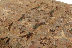 Rug & Kilim’s Polonaise Style Rug in Beige-Brown with Floral Patterns