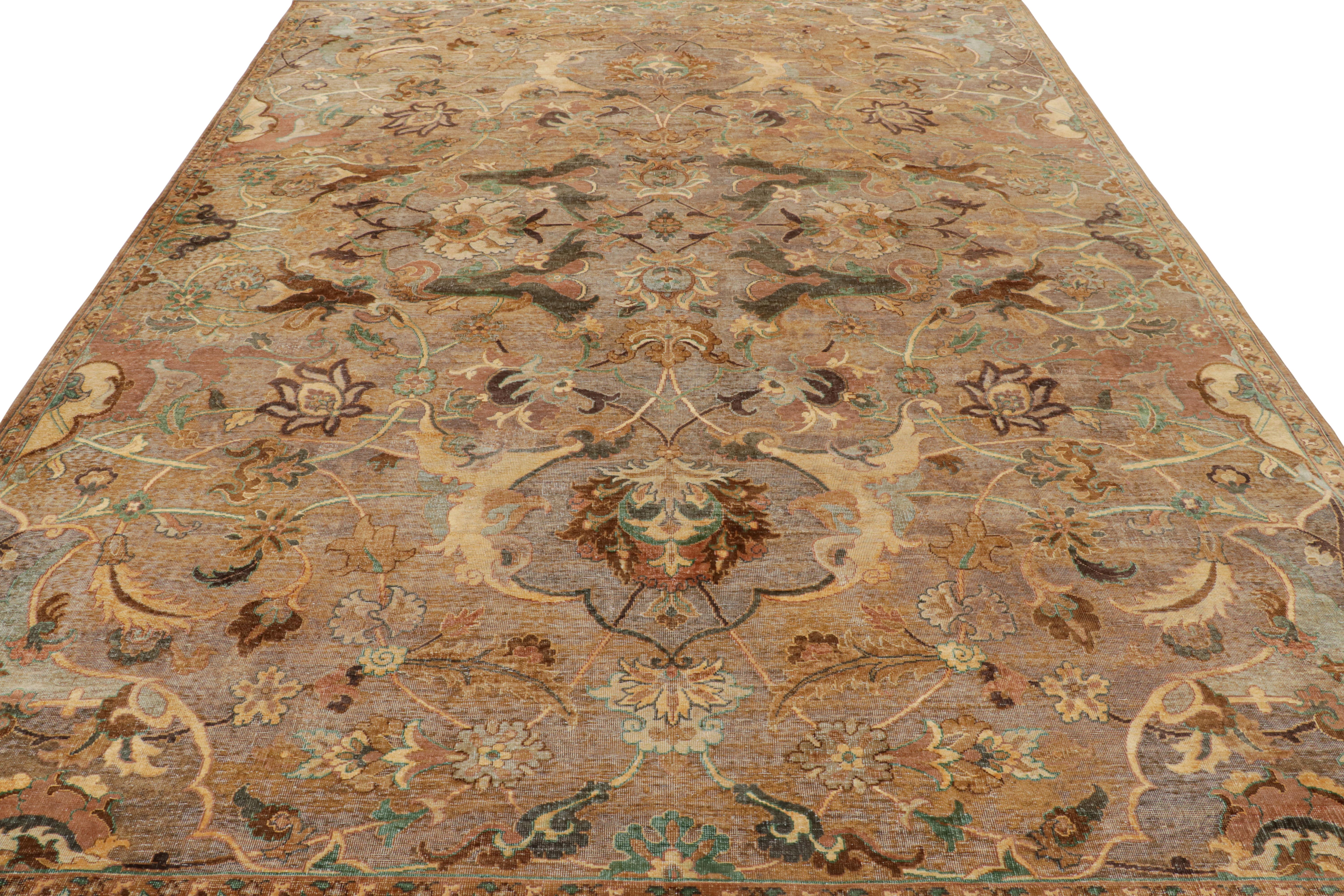 Rug & Kilim’s Polonaise Style Rug in Beige-Brown with Floral Patterns In New Condition For Sale In Long Island City, NY