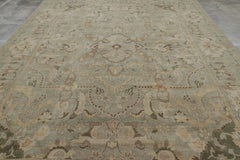 Rug & Kilim’s Polonaise Style Rug in Light Green with Floral Medallions