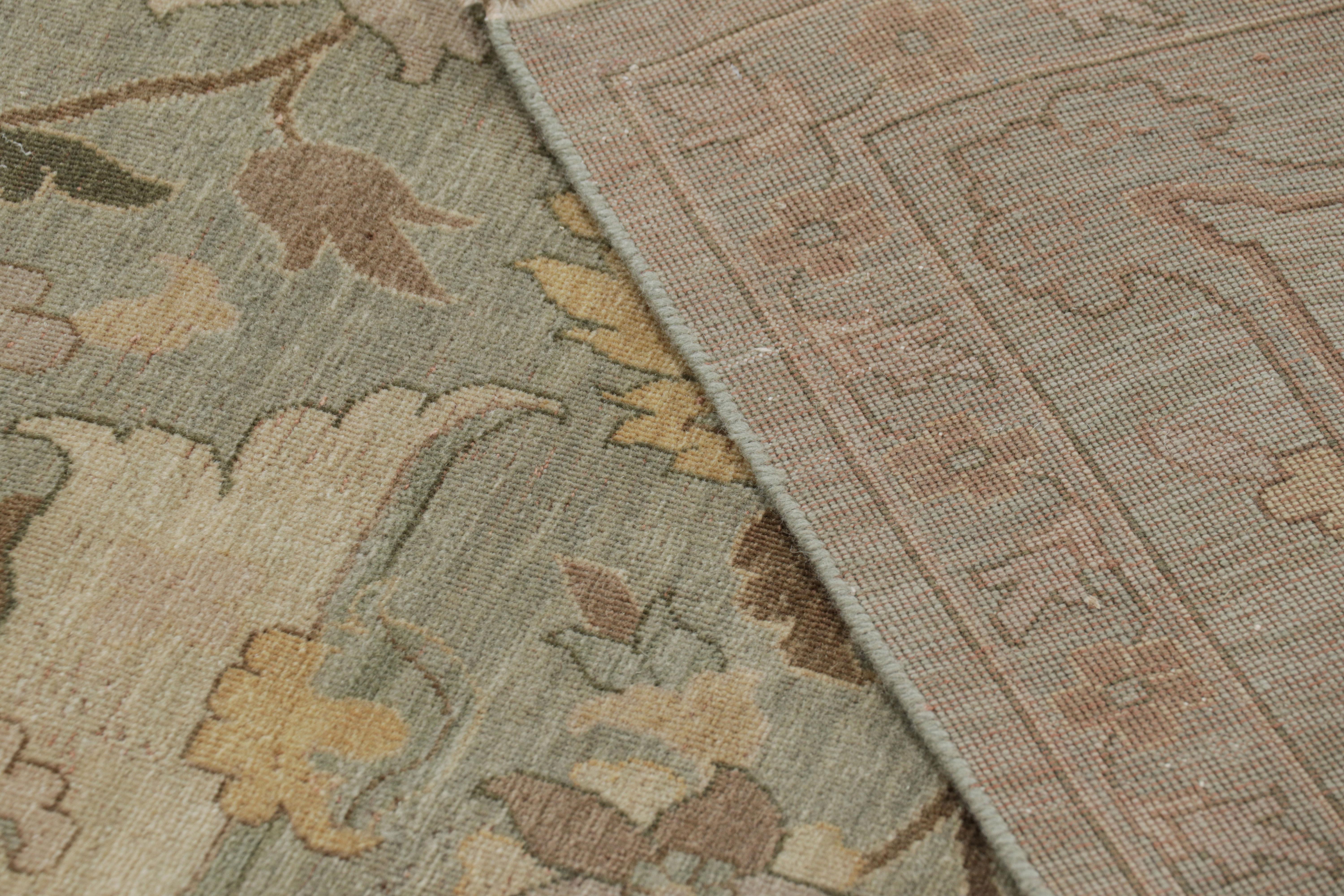 Rug & Kilim’s Polonaise Style Rug in Light Green with Floral Medallions For Sale 1