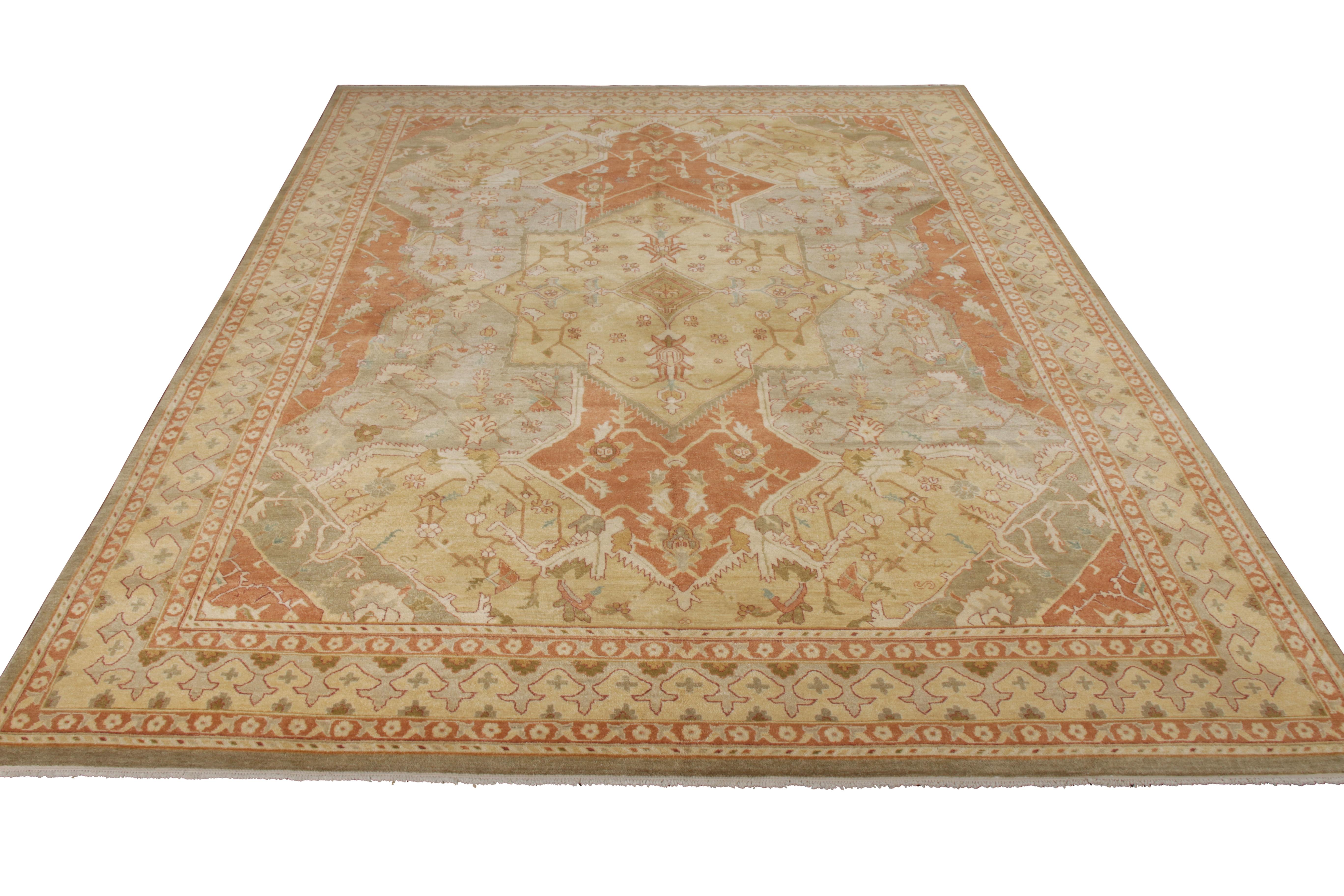 An ode to celebrated medallion pattern Polonaise rug styles in beige-brown, joining Rug & Kilim’s Modern Classics Collection. Hand-knotted in wool, this 9 x 11 recaptures a distinguished, regal classic with exceptional scale and refined