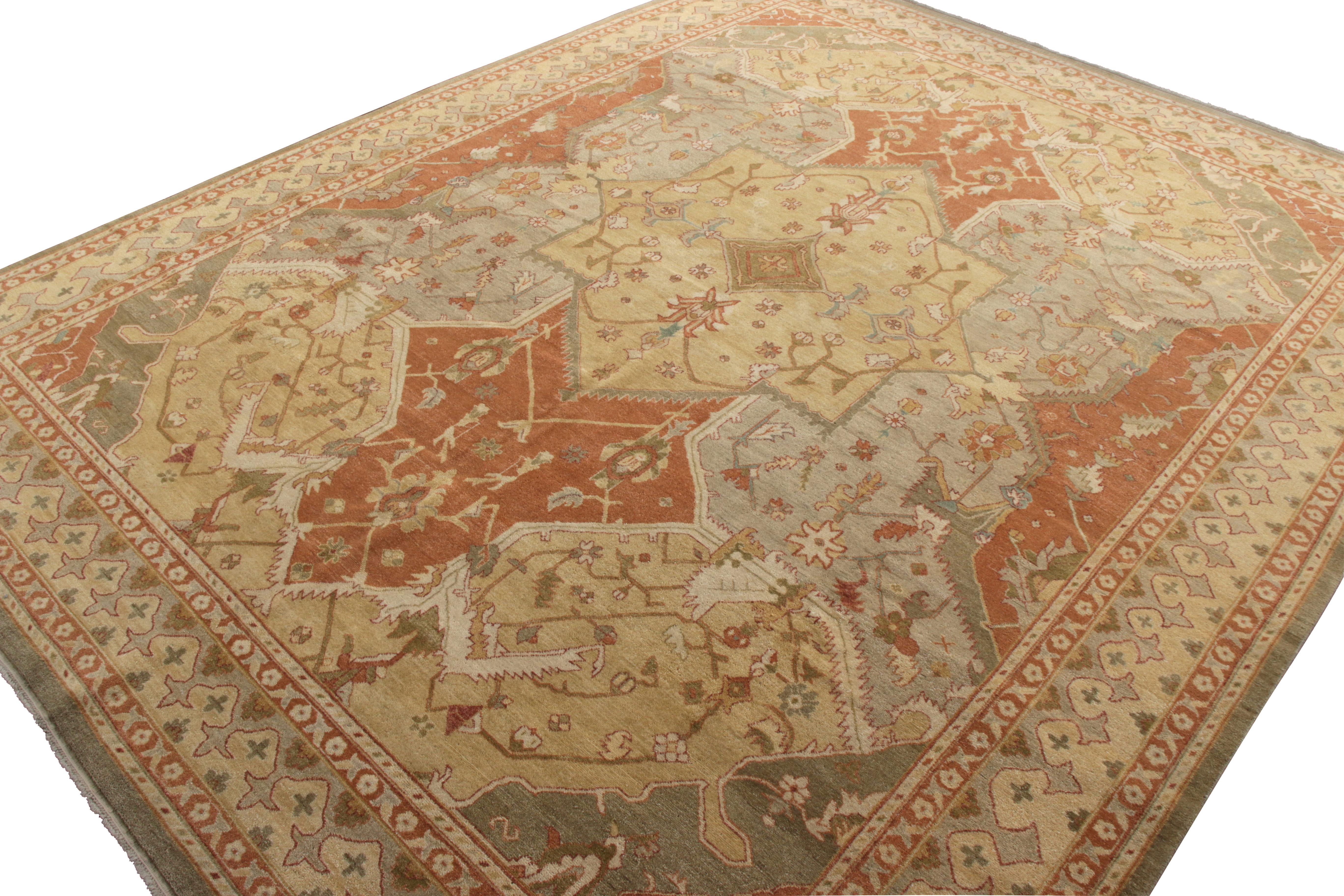 Other Rug & Kilim’s Polonaise Style Rug in Red and Beige-Brown Medallion Pattern For Sale