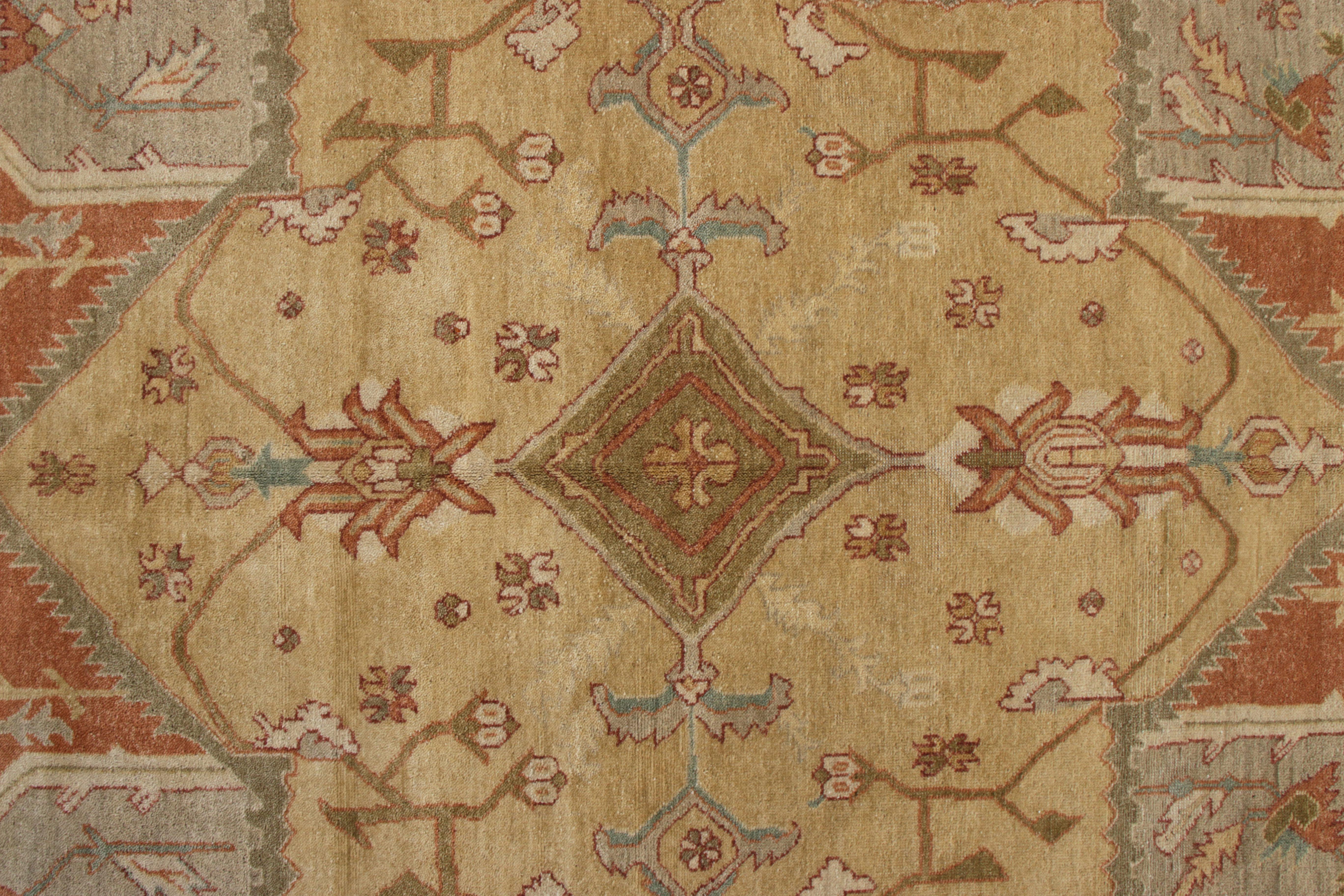 Indian Rug & Kilim’s Polonaise Style Rug in Red and Beige-Brown Medallion Pattern For Sale