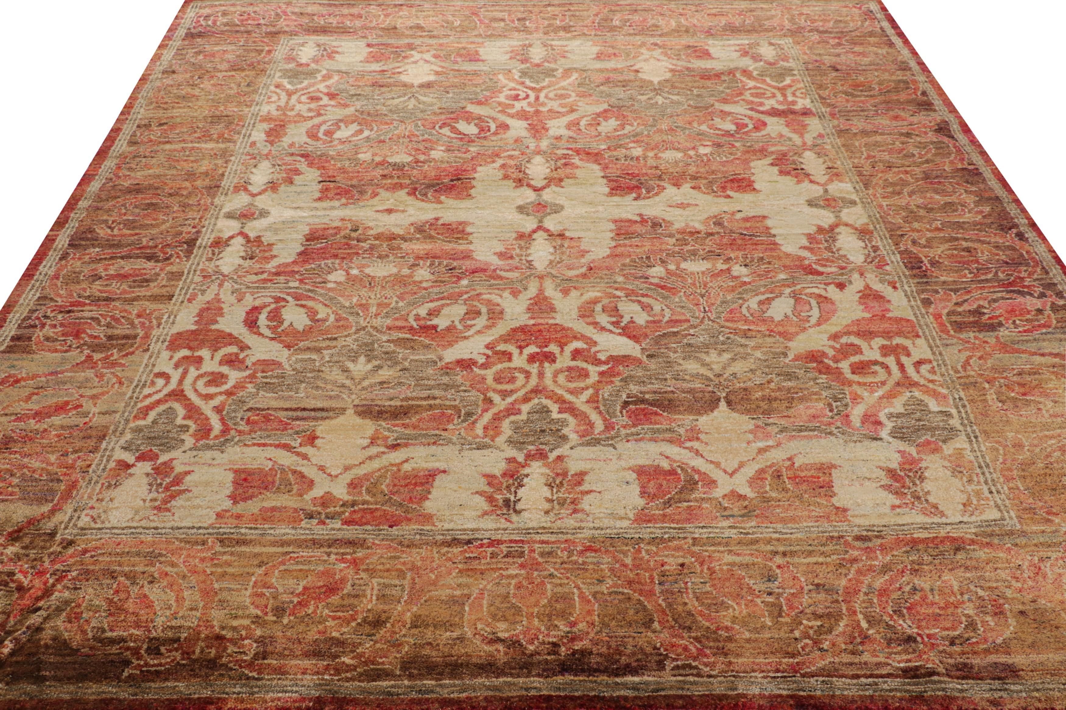 Rug & Kilims Polonaise-Teppich in Rot mit beige-braunen Blumenmustern (Handgeknüpft) im Angebot