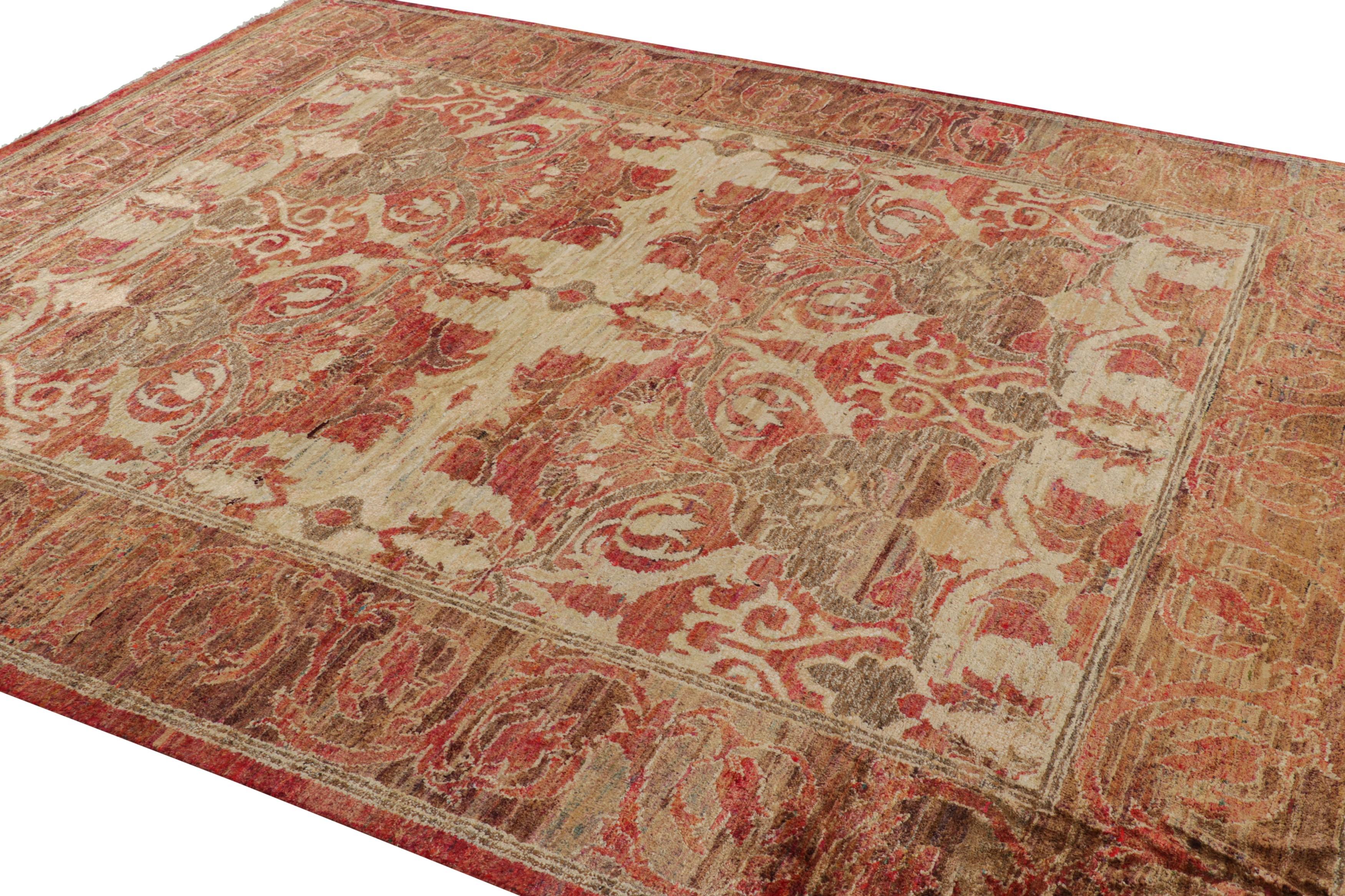 Rug & Kilims Polonaise-Teppich in Rot mit beige-braunen Blumenmustern im Zustand „Neu“ im Angebot in Long Island City, NY
