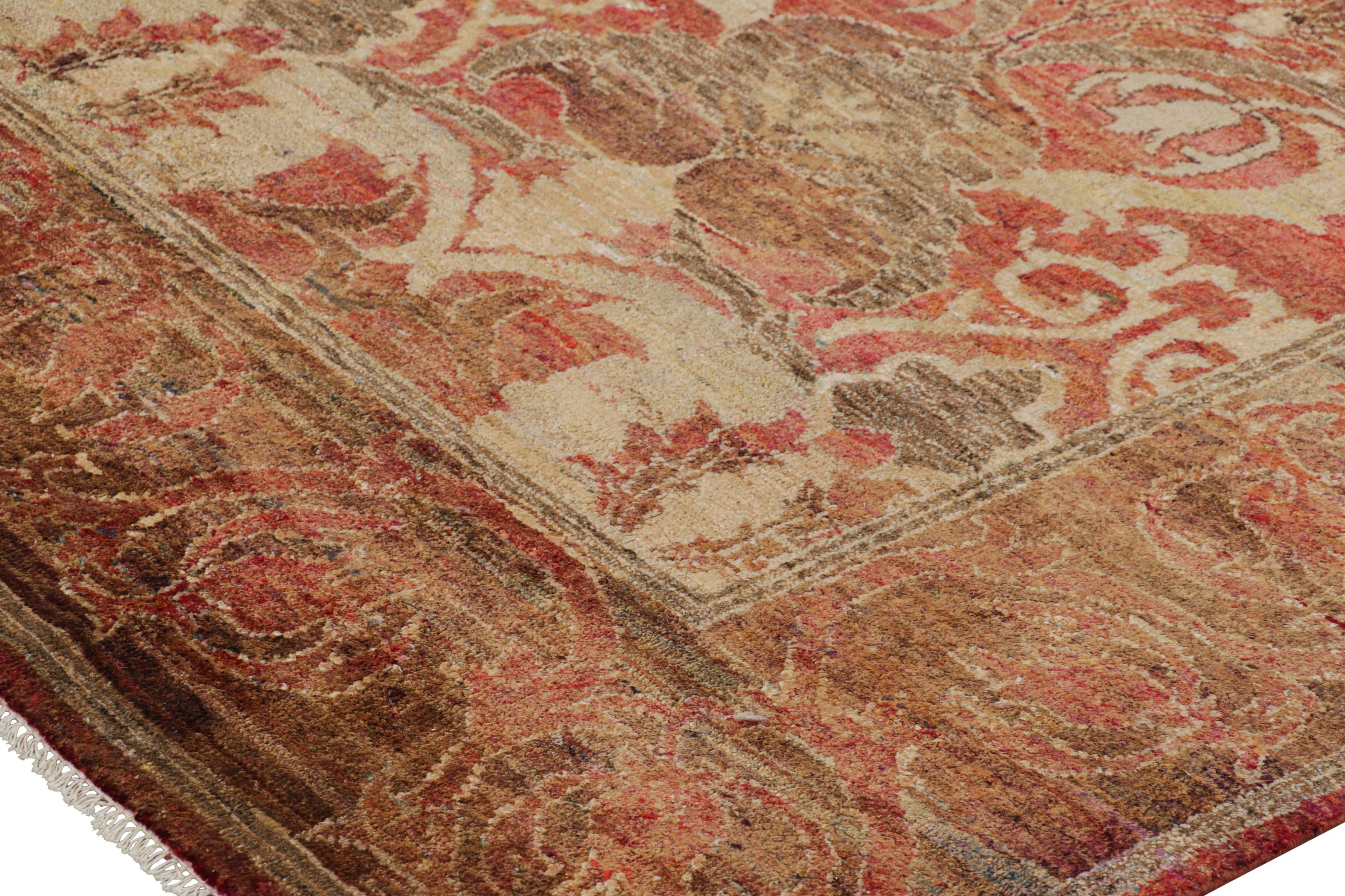 Rug & Kilims Polonaise-Teppich in Rot mit beige-braunen Blumenmustern (21. Jahrhundert und zeitgenössisch) im Angebot