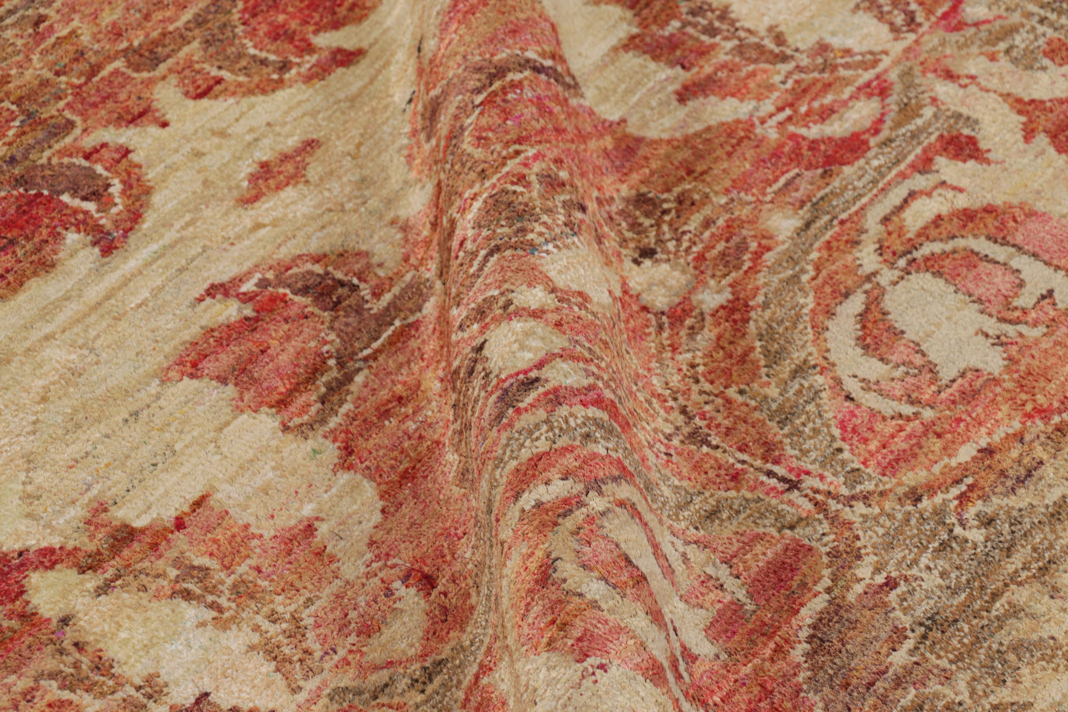 Rug & Kilims Polonaise-Teppich in Rot mit beige-braunen Blumenmustern (Seide) im Angebot