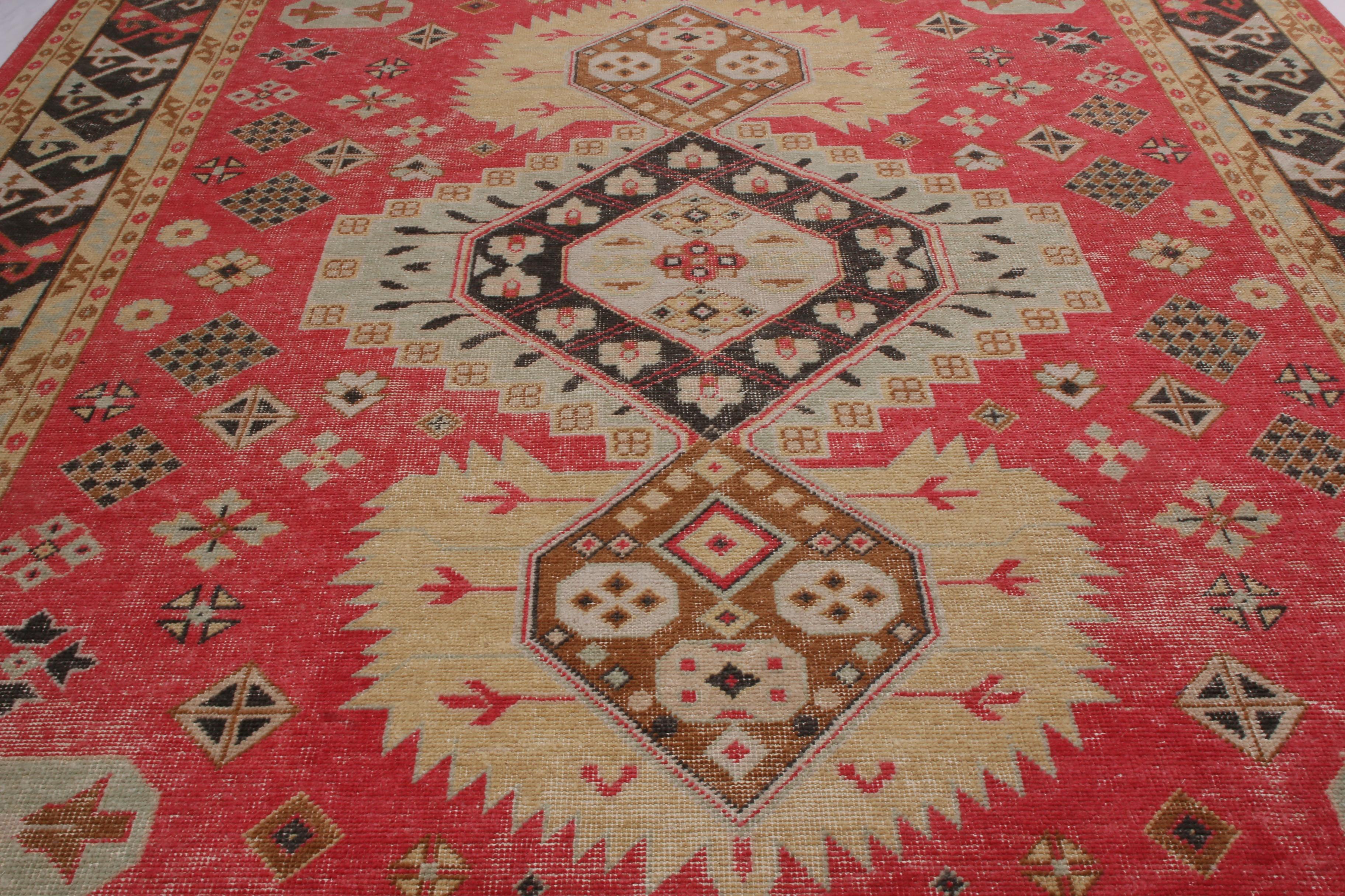 Tabriz Rug & Kilim's Red and Bright Gold Wool Rug from the Homage Collection For Sale