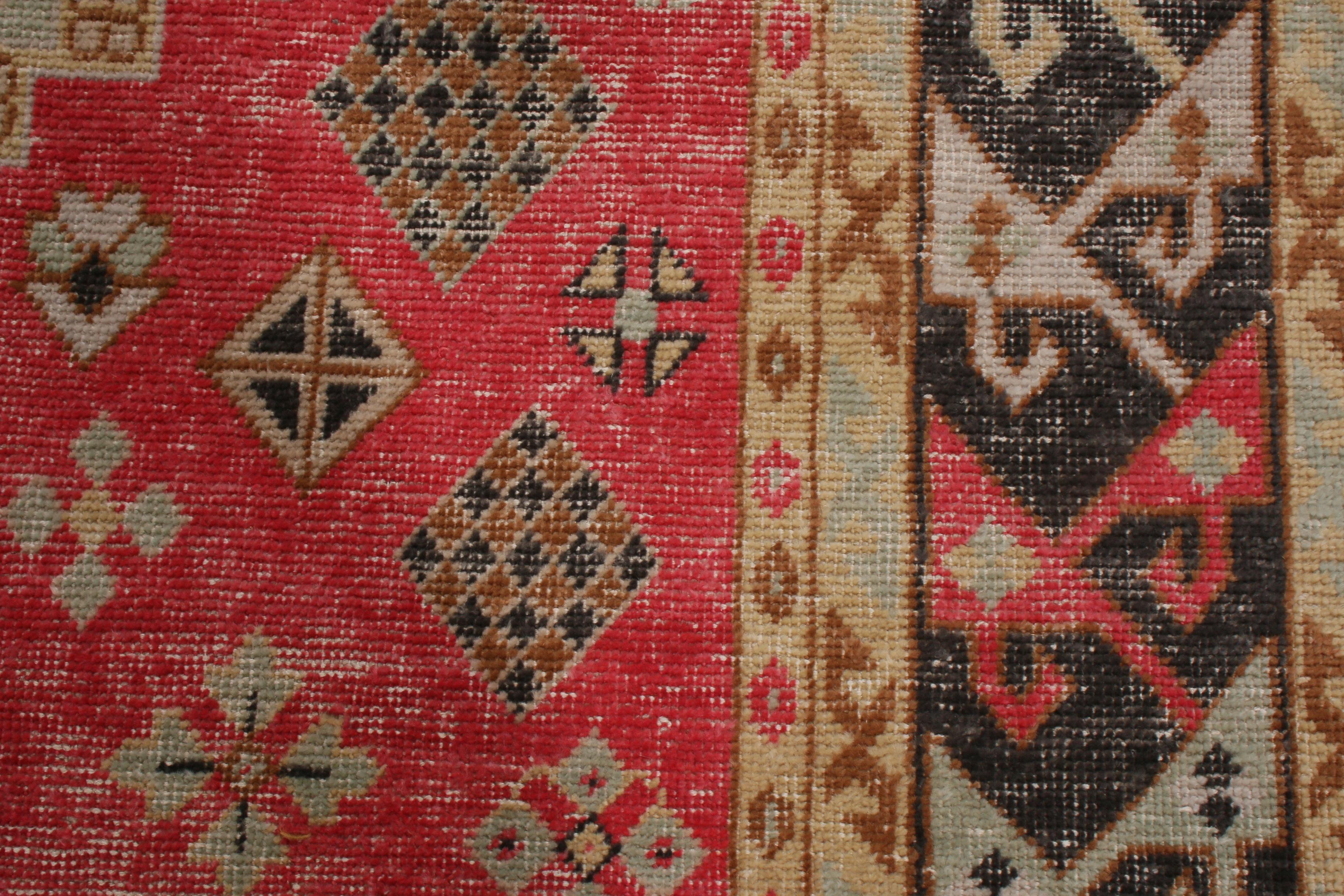 Indian Rug & Kilim's Red and Bright Gold Wool Rug from the Homage Collection For Sale
