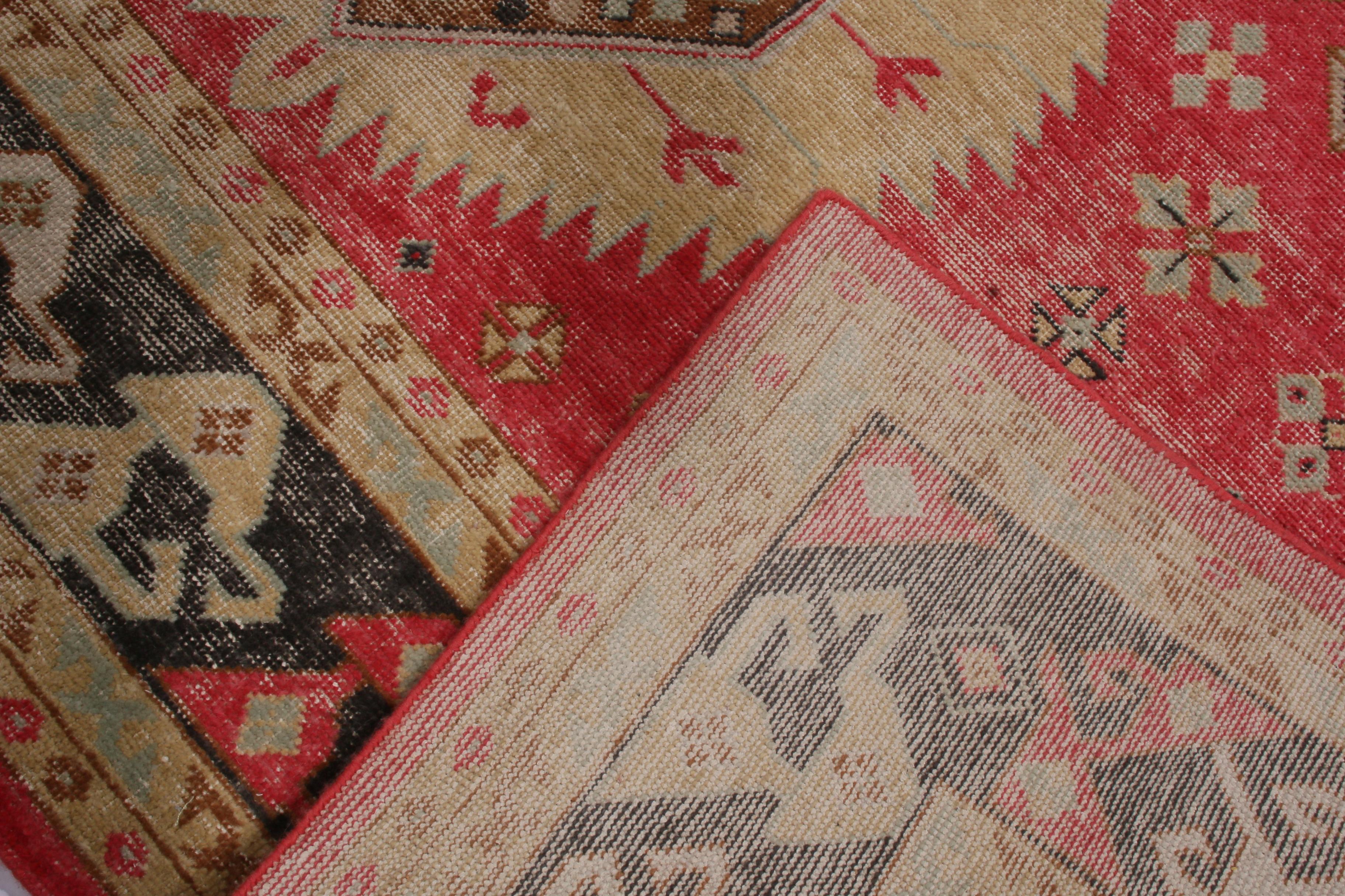 Hand-Knotted Rug & Kilim's Red and Bright Gold Wool Rug from the Homage Collection For Sale