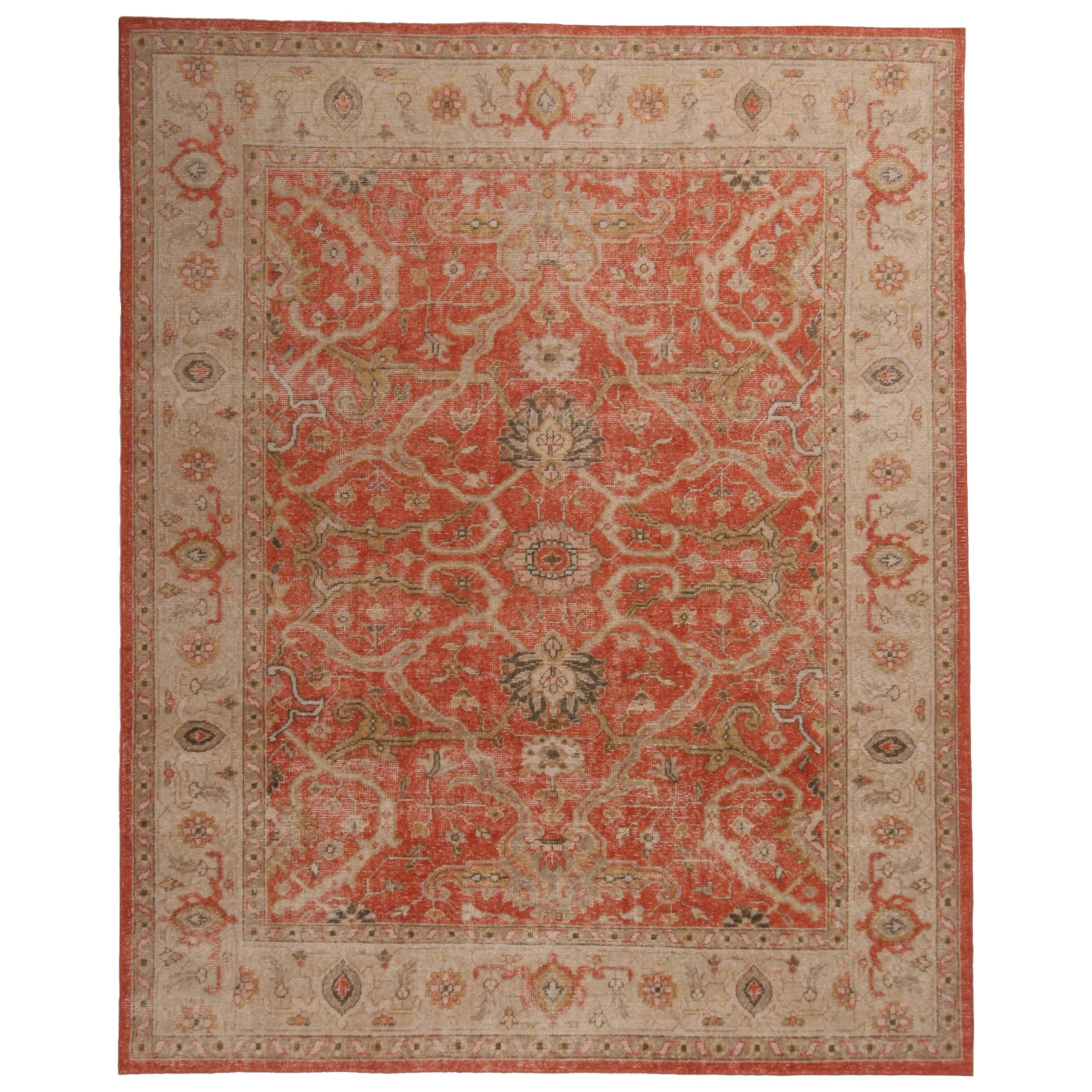 Rug & Kilim's Red Brown and Gold Wool Rug from the Homage Collection For Sale