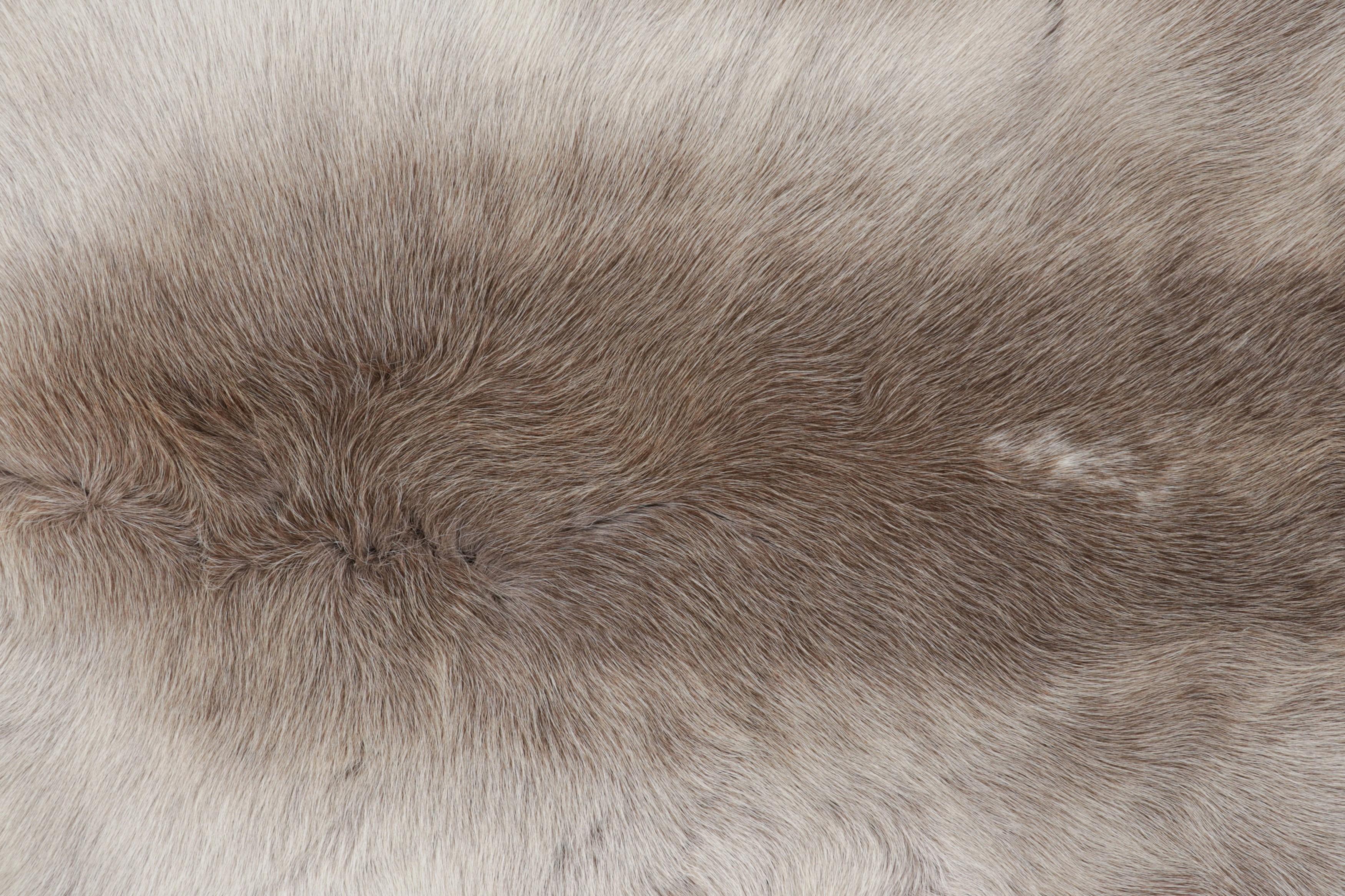 Modern Rug & Kilim’s Reindeer Pelt Rug in Beige-Brown and Cream Tones For Sale
