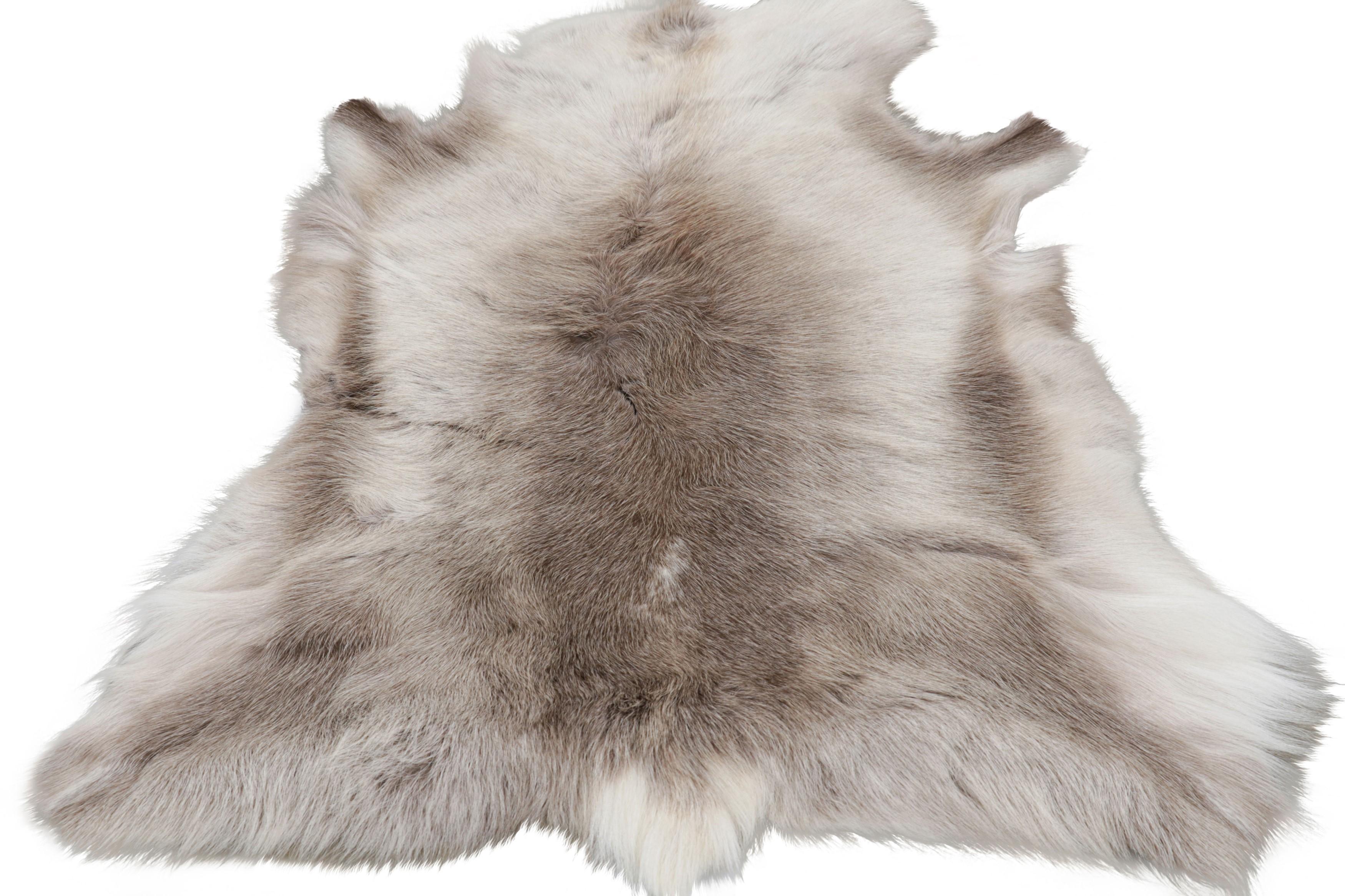 Norwegian Rug & Kilim’s Reindeer Pelt Rug in Beige-Brown and Cream Tones For Sale
