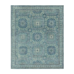 Rug 
Kilim’s Samarkand-Inspired Rug, Greek Keys and Medallions in Cool Blues