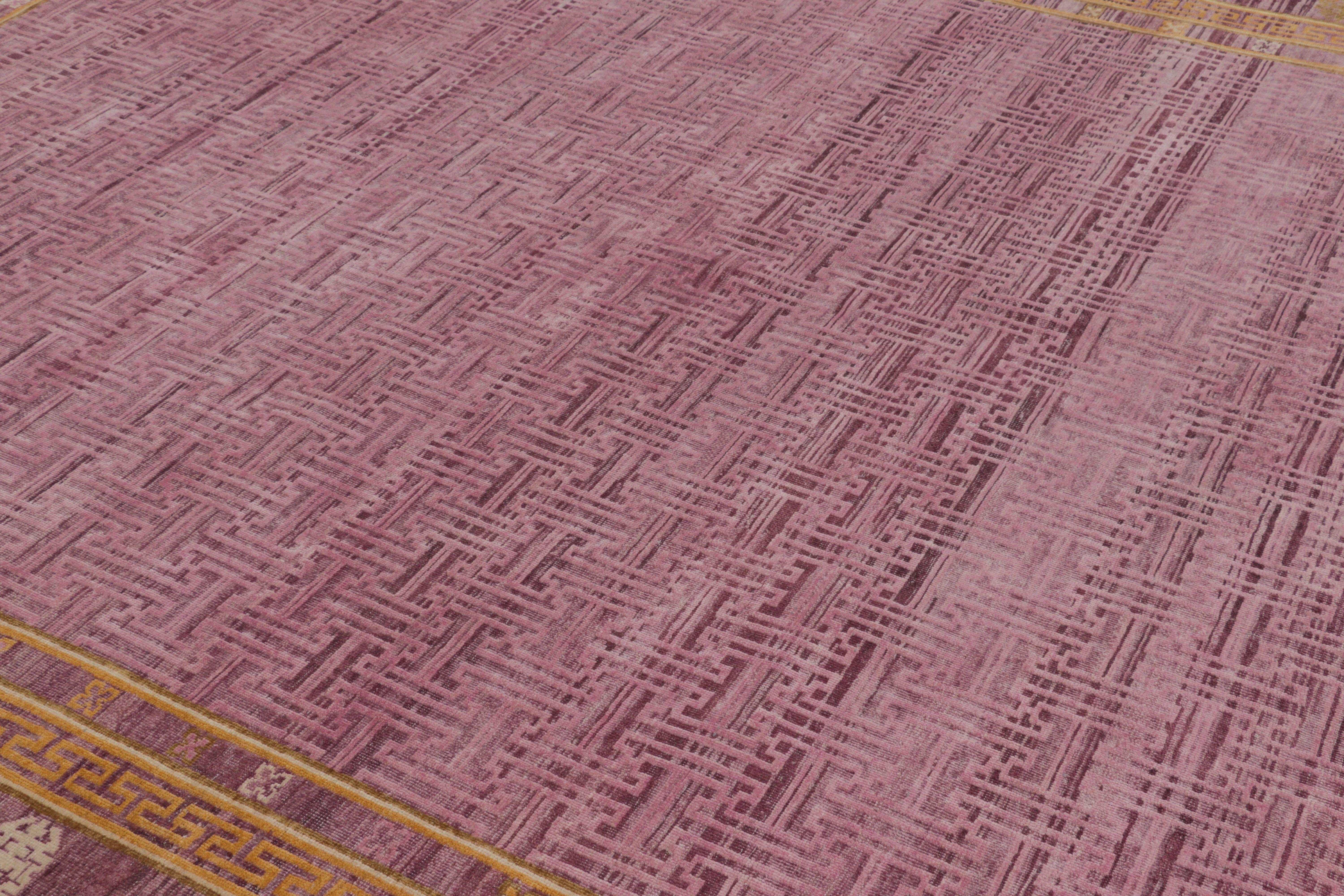 Dieser 9x12 große zeitgenössische Teppich aus einer luxuriösen Mischung aus handgeknüpfter Wolle und Seide ist eine kühne Ergänzung der Modern Classics Collection'S von Rug & Kilim - eine luxuriöse Neuinterpretation historischer Designs in einem