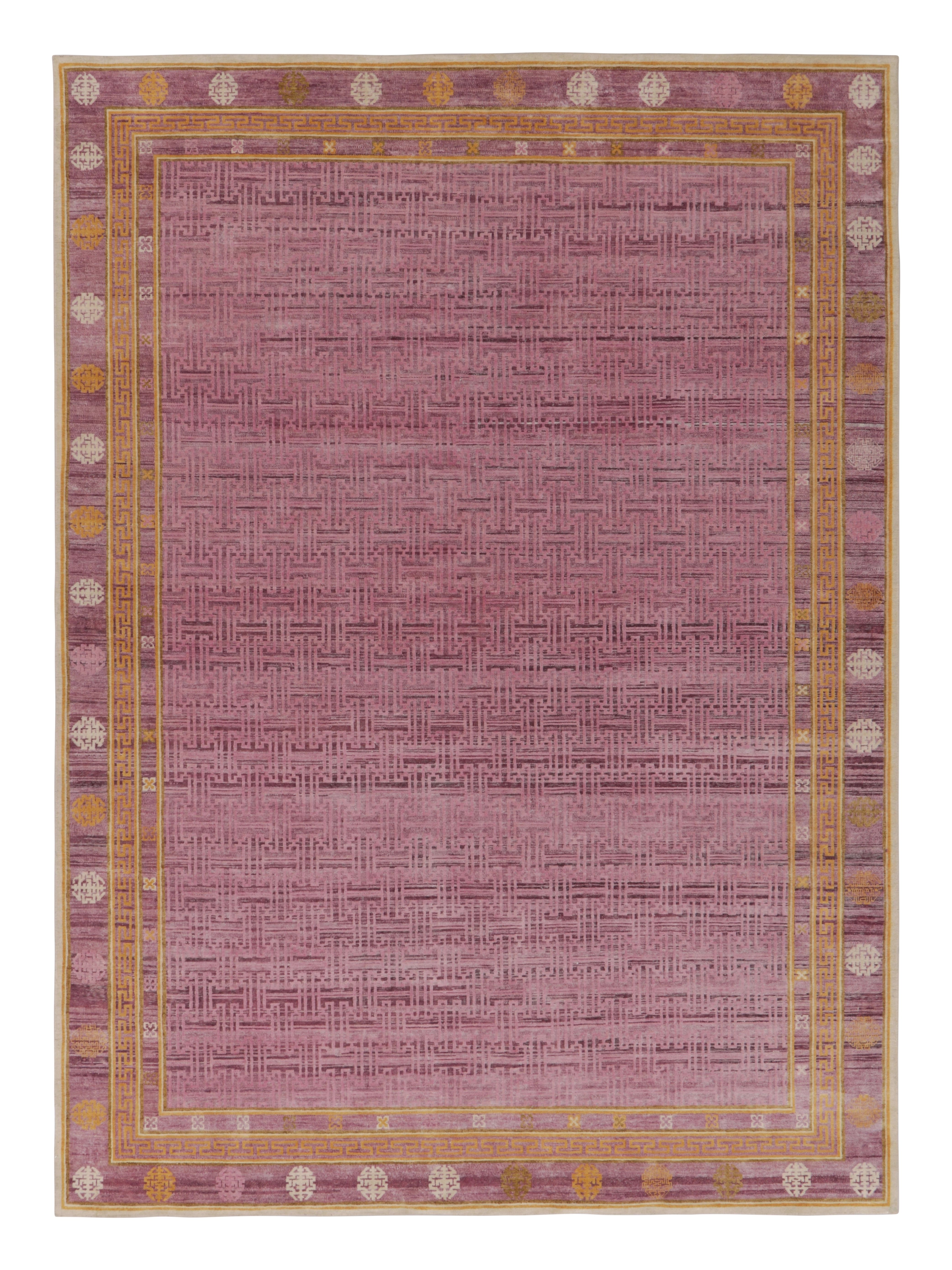 Rug
Kilim: tappeto ispirato a Samarcanda in viola con motivi geometrici classici