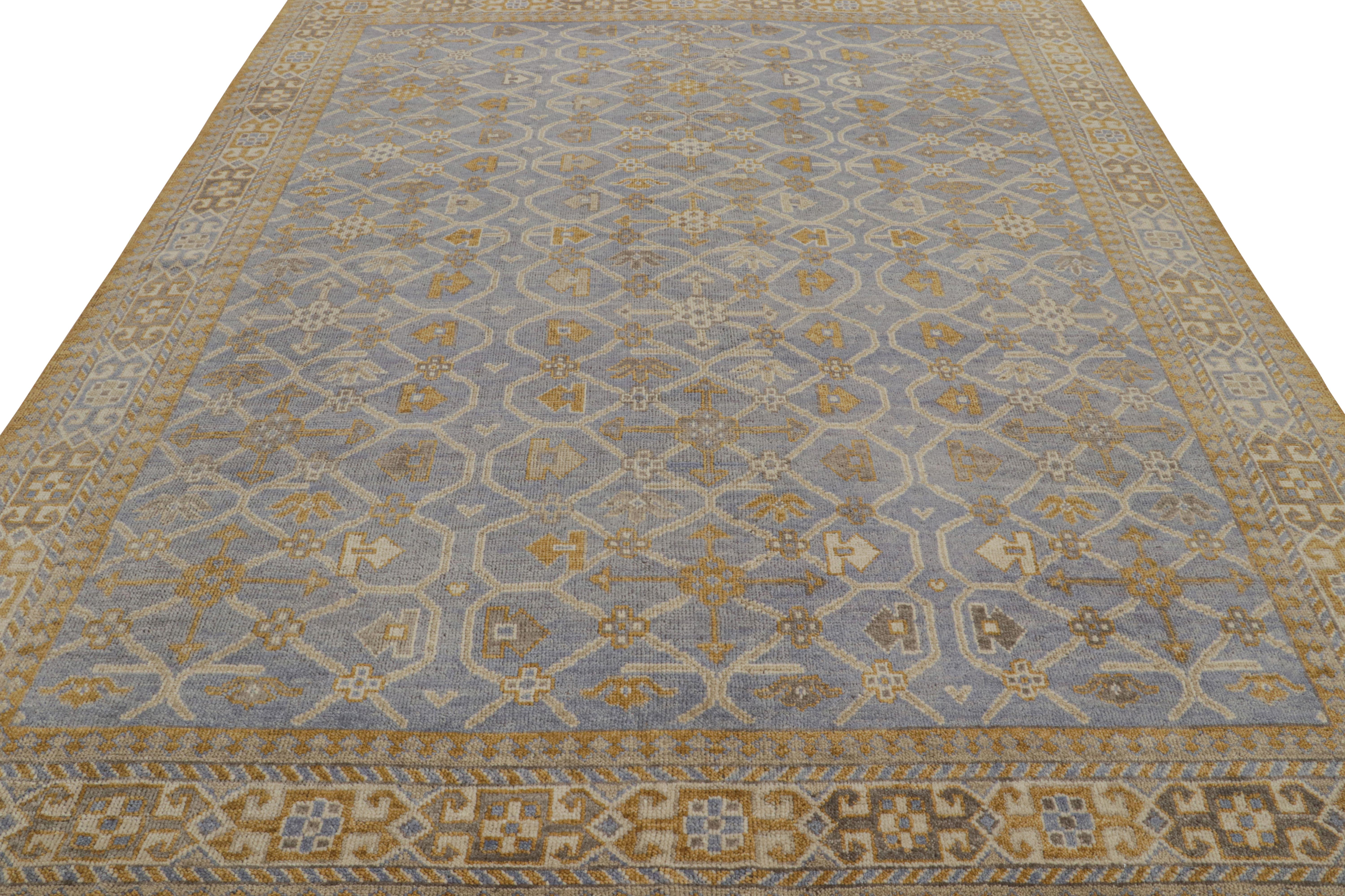 Indien Rug & Kilim's Samarkand Style Rug in Blue with Geometric Patterns (tapis bleu à motifs géométriques) en vente