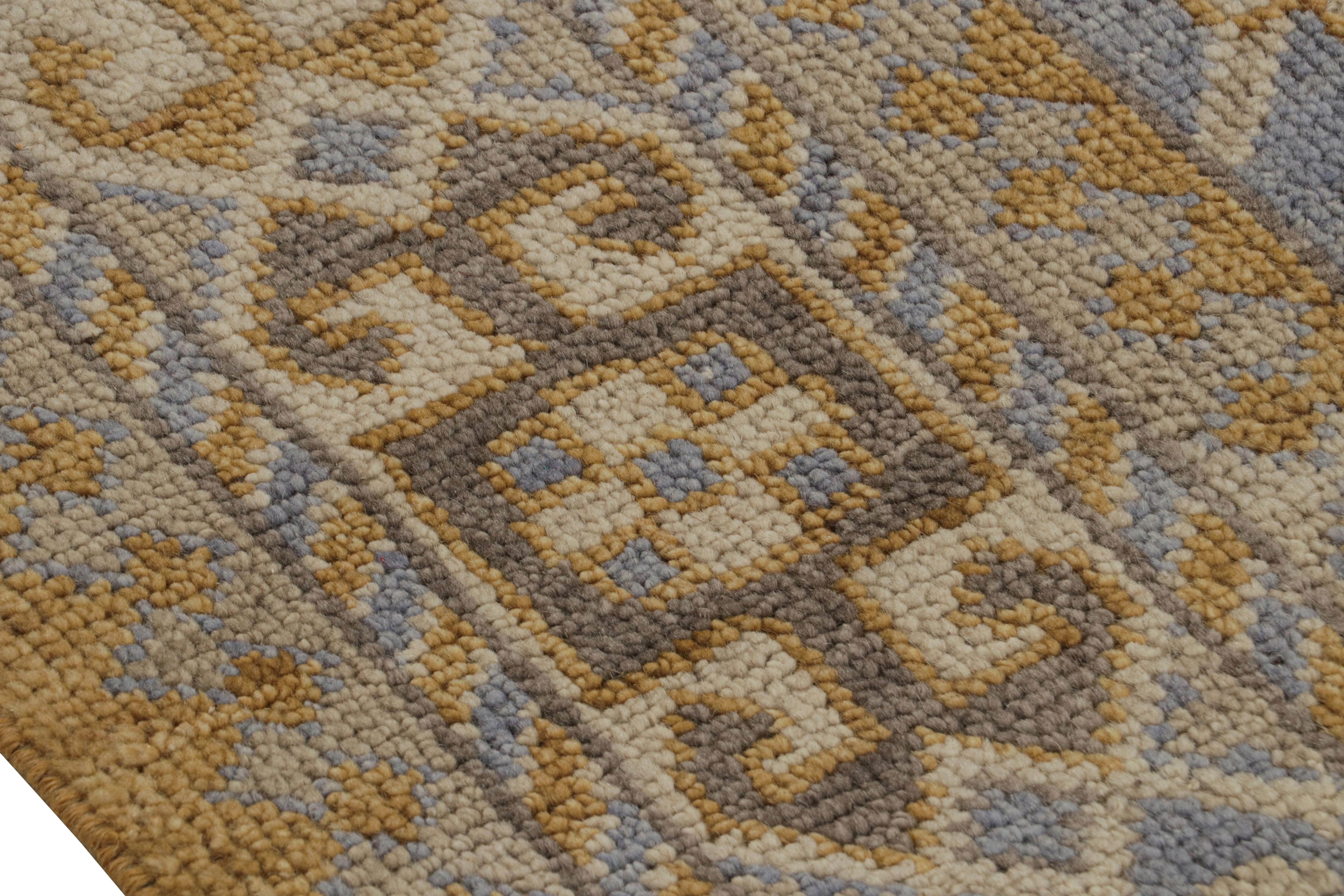 Rug & Kilim's Samarkand Style Teppich in Blau mit geometrischen Mustern (Handgeknüpft) im Angebot