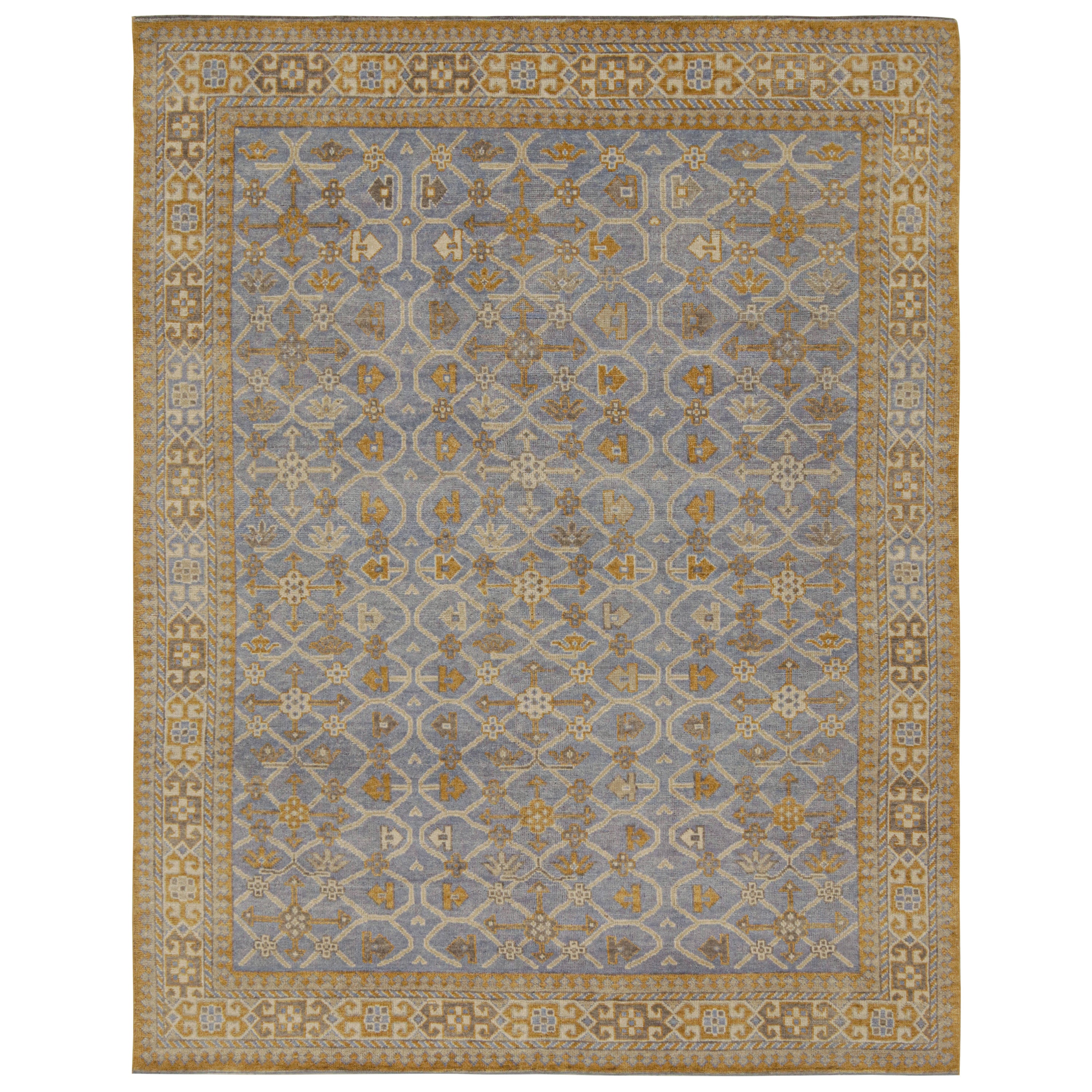Rug & Kilim's Samarkand Style Rug in Blue with Geometric Patterns (tapis bleu à motifs géométriques)