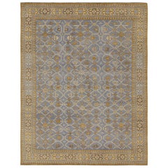 Rug & Kilim's Samarkand Style Rug in Blue with Geometric Patterns (tapis bleu à motifs géométriques)
