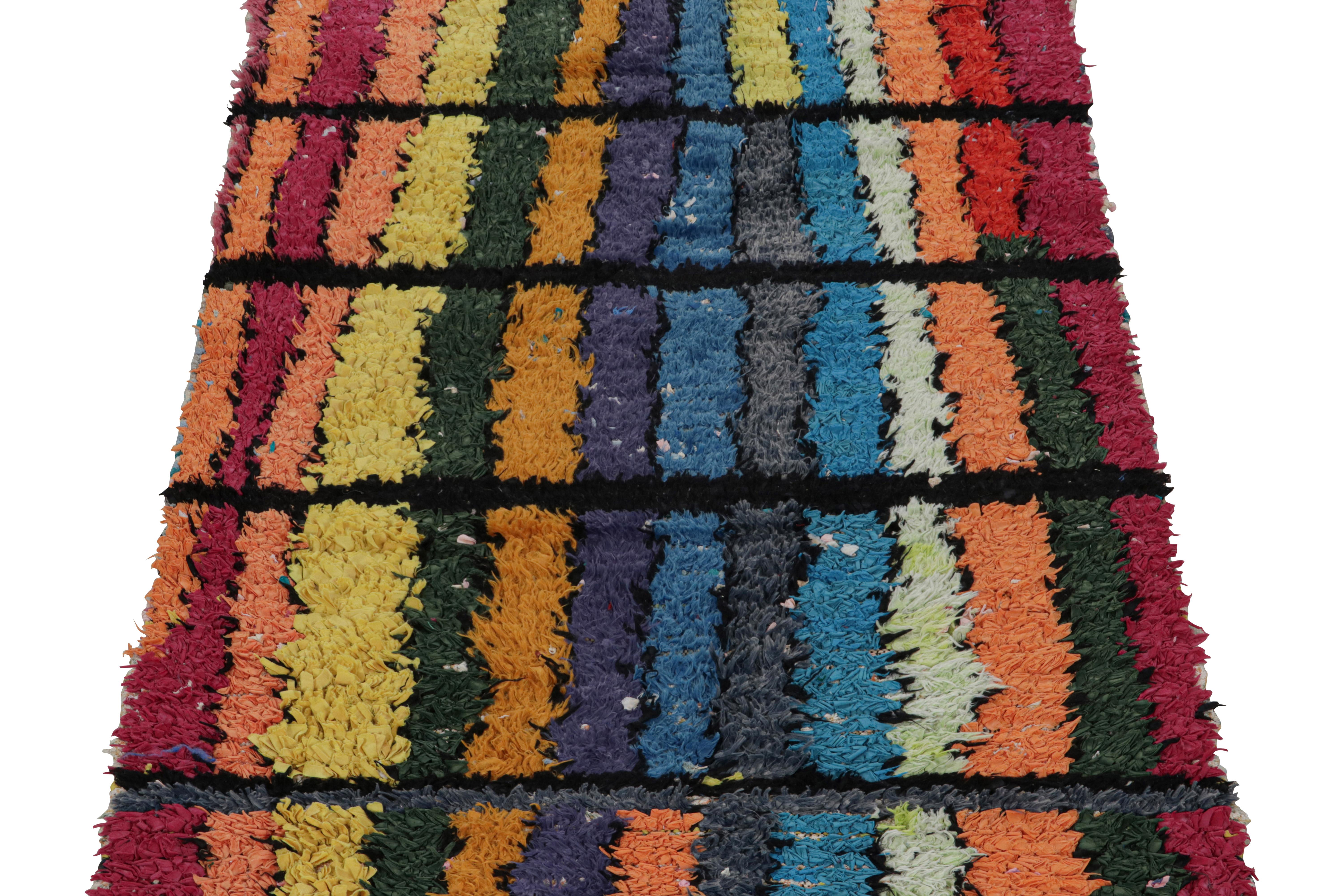 Tribal 1950s Azilal Moroccan Rug with Polychromatic Patterns by Rug & Kilim For Sale
