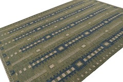 Rug & Kilim’s Green Scandinavian Style Custom Rug Design with Geometric Patterns