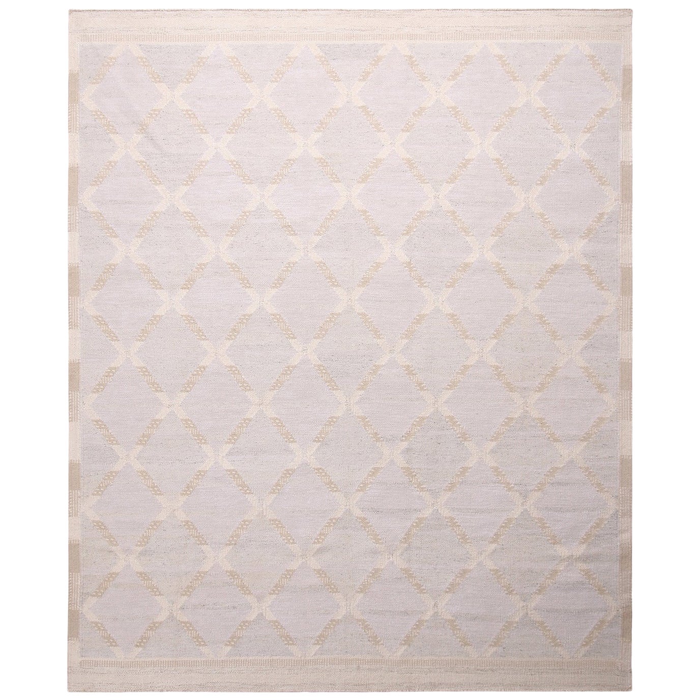 Rug & Kilim - Tappeto Kilim in lana naturale beige e blu di ispirazione scandinava