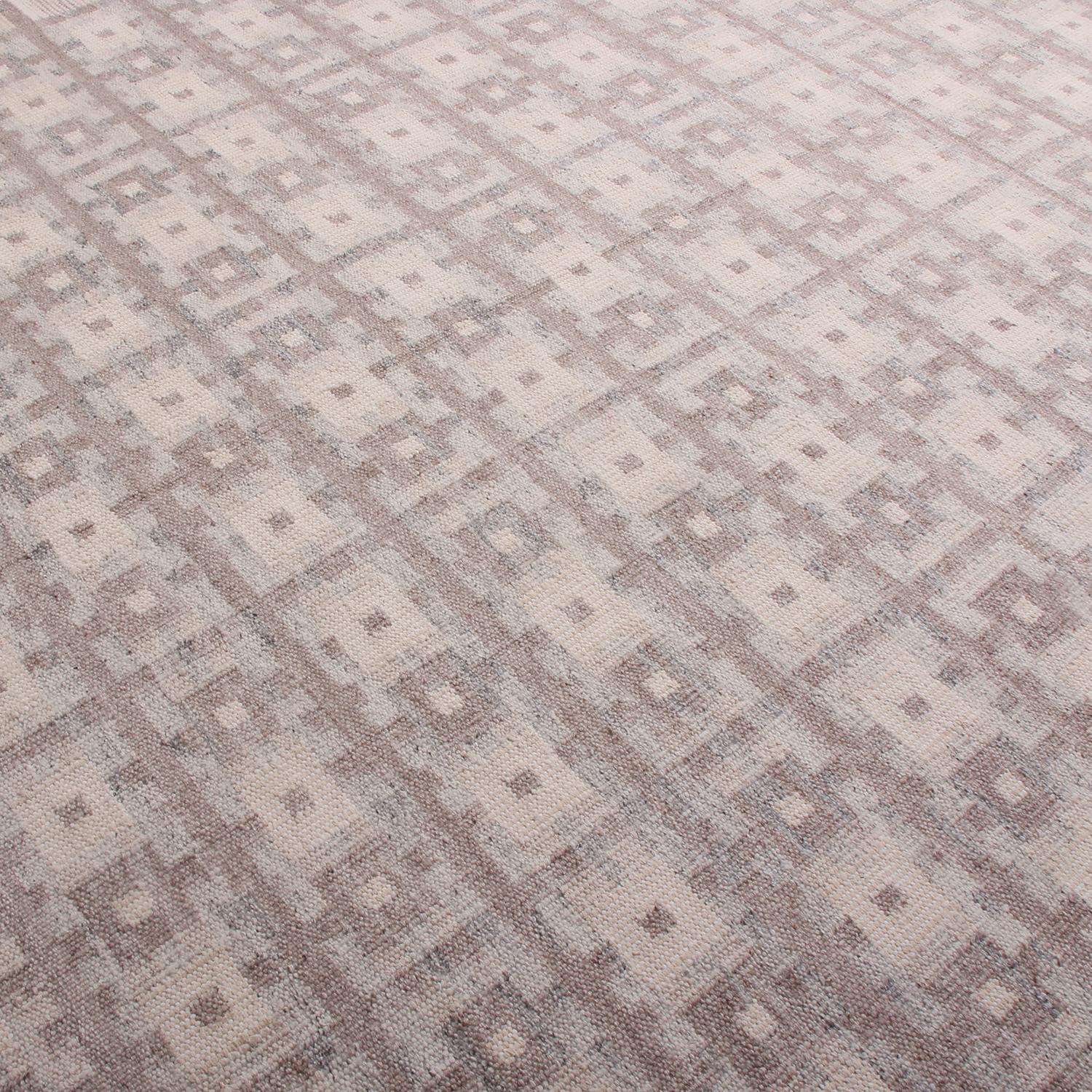 Indiano Rug & Kilim - Tappeto Kilim beige-marrone e blu di ispirazione scandinava in vendita