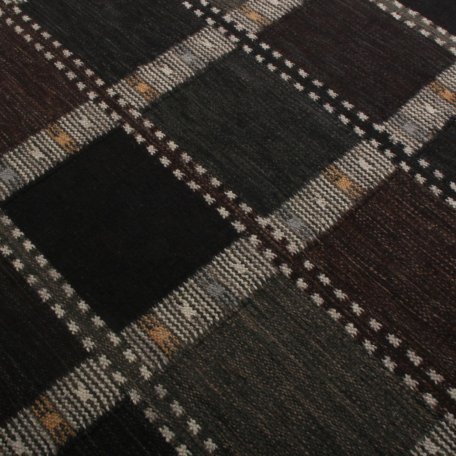 Indien Tapis Kilim en laine beige, marron et vert d'inspiration scandinave de Rug & Kilim - 10x12 en vente