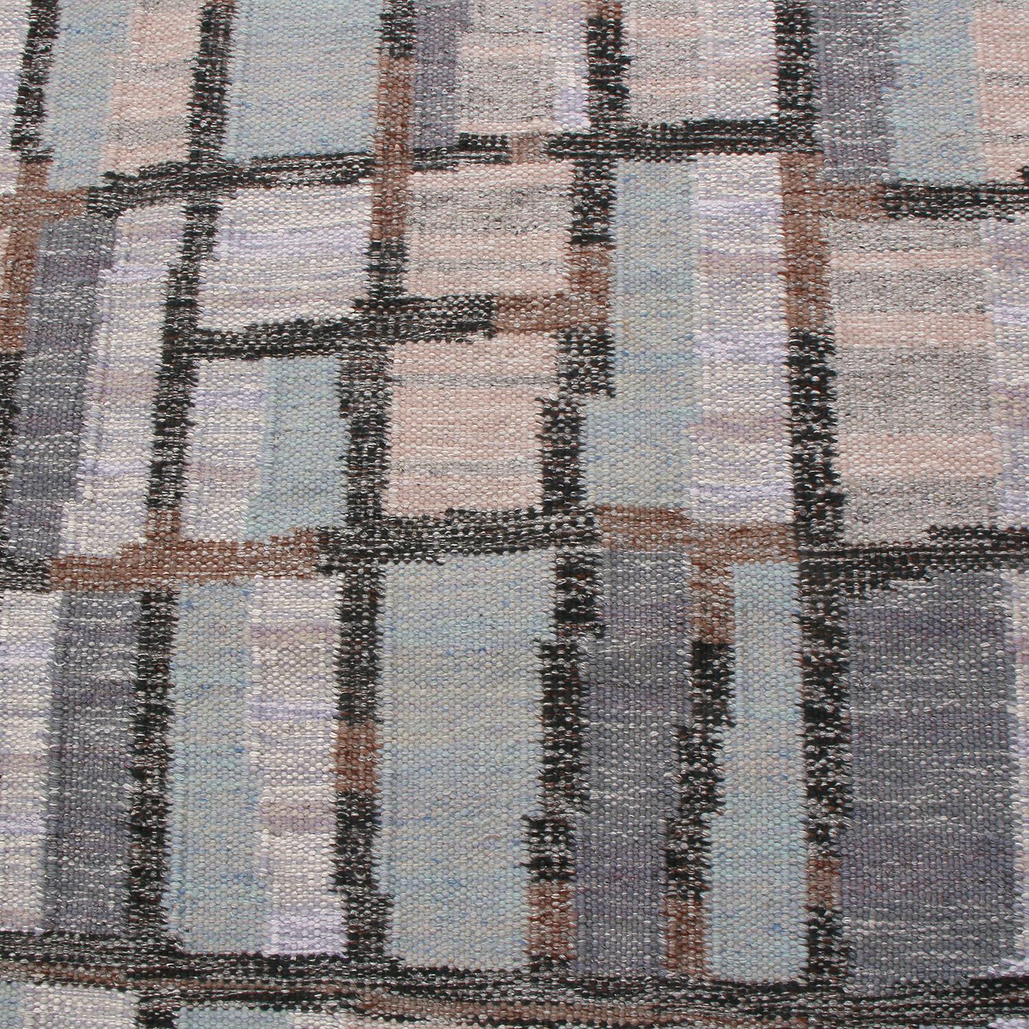 Scandinavian Modern Rug & Kilim’s Scandinavian-Inspired Blue-Gray and Beige Natural Wool Kilim Rug
