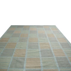 Rug & Kilim’s Scandinavian-Inspired Brown and Seafoam Blue Wool Pile Rug