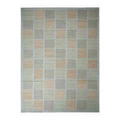 Rug & Kilim’s Scandinavian-Inspired Brown and Seafoam Blue Wool Pile Rug