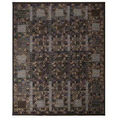 Tapis d
inspiration scandinave de Rug 
Kilim en laine à poils bruns, verts et bleus